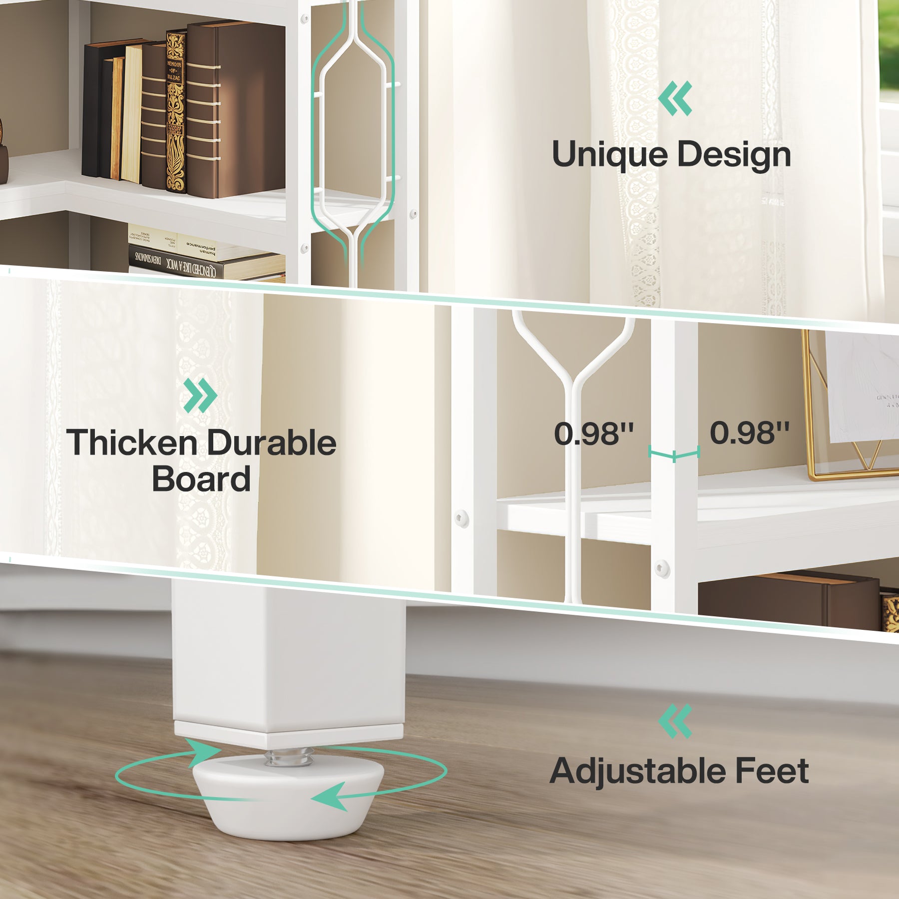 200 cm Hoge Industriële Hoekkast, 7-Lags Hoekwandplanken in Rustiek Bruin voor Woonkamer en Kantoor
