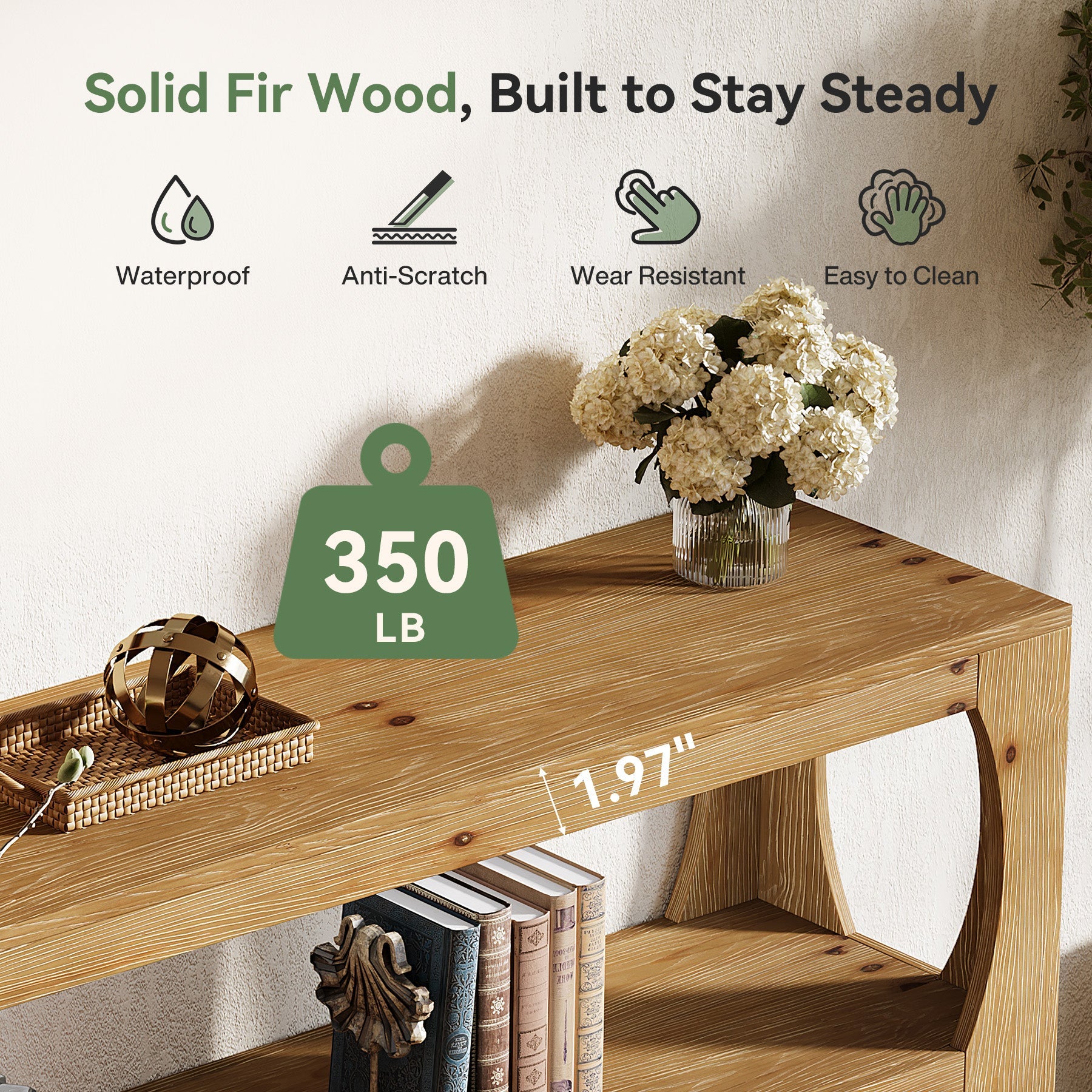 160 cm Houten Consoletafel met 3-Laags Opbergruimte, Lange Smalle Landelijke Tafel