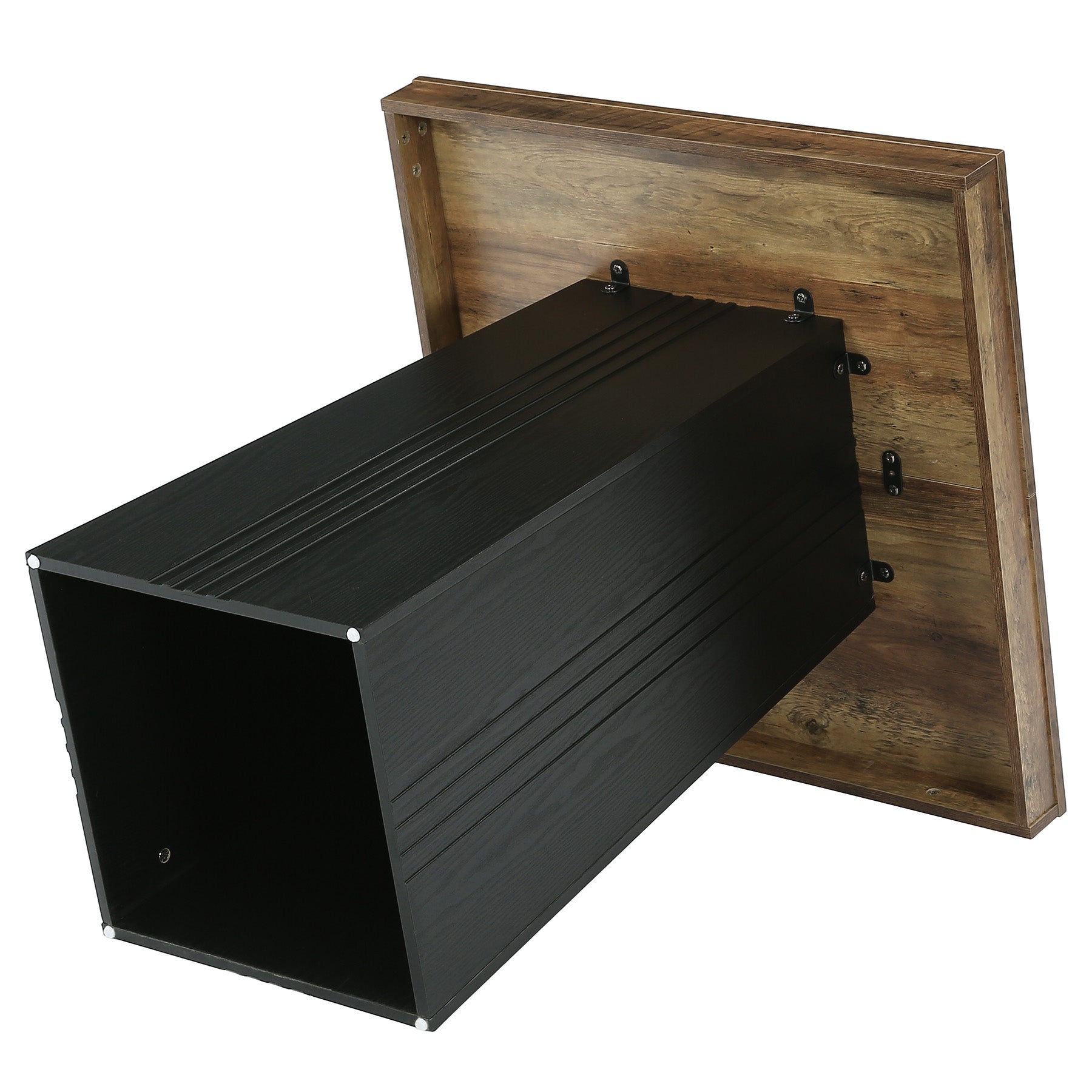 Tribesigns Bartafel 80 × 80 cm, Vierkante Statafel in Landelijke Stijl met Geribbelde Voet