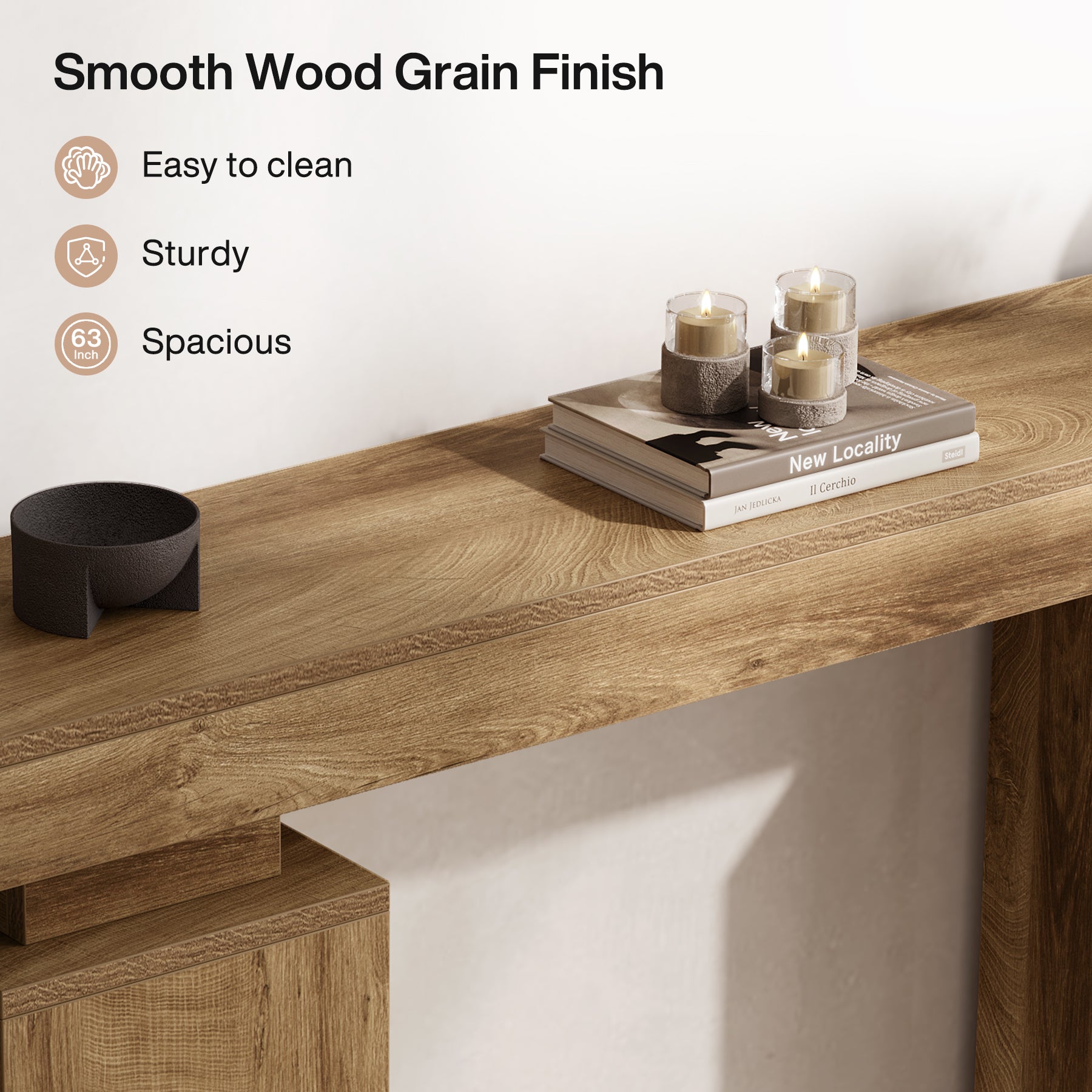 Consoletafel van 160 cm in landhuisstijl voor hal en achter de bank, moderne houten sidetable voor woonkamer en entree