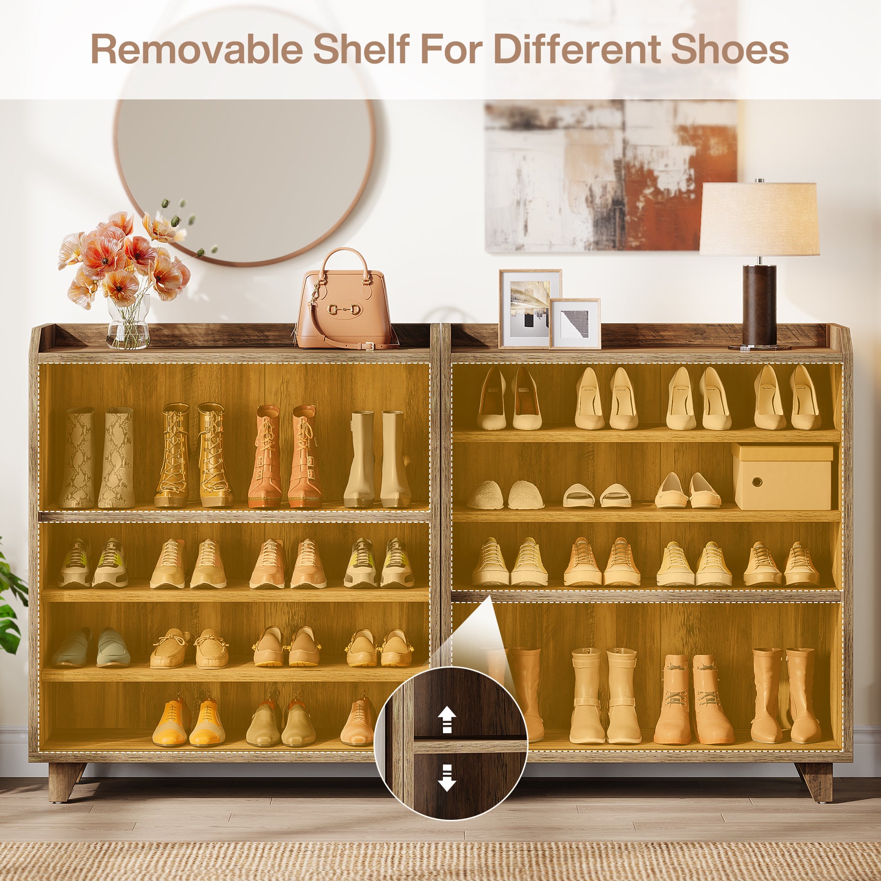 90 cm Schoenenkast, Moderne Opbergkast met Schuifdeuren voor Hal en Entree