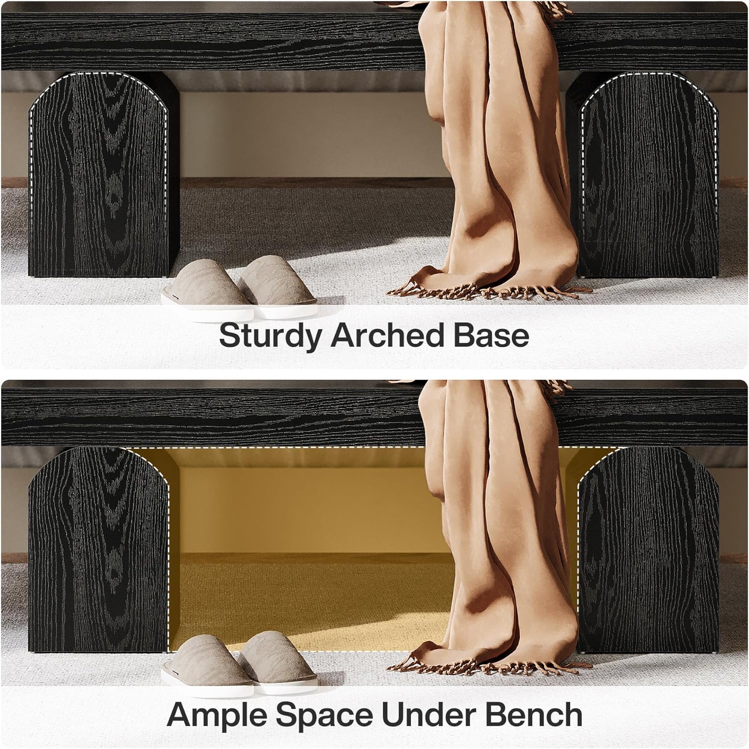 Slaapkamerbank van 150 cm in Zwart, Moderne Venster- en Halbank voor Woonkamer en Entree