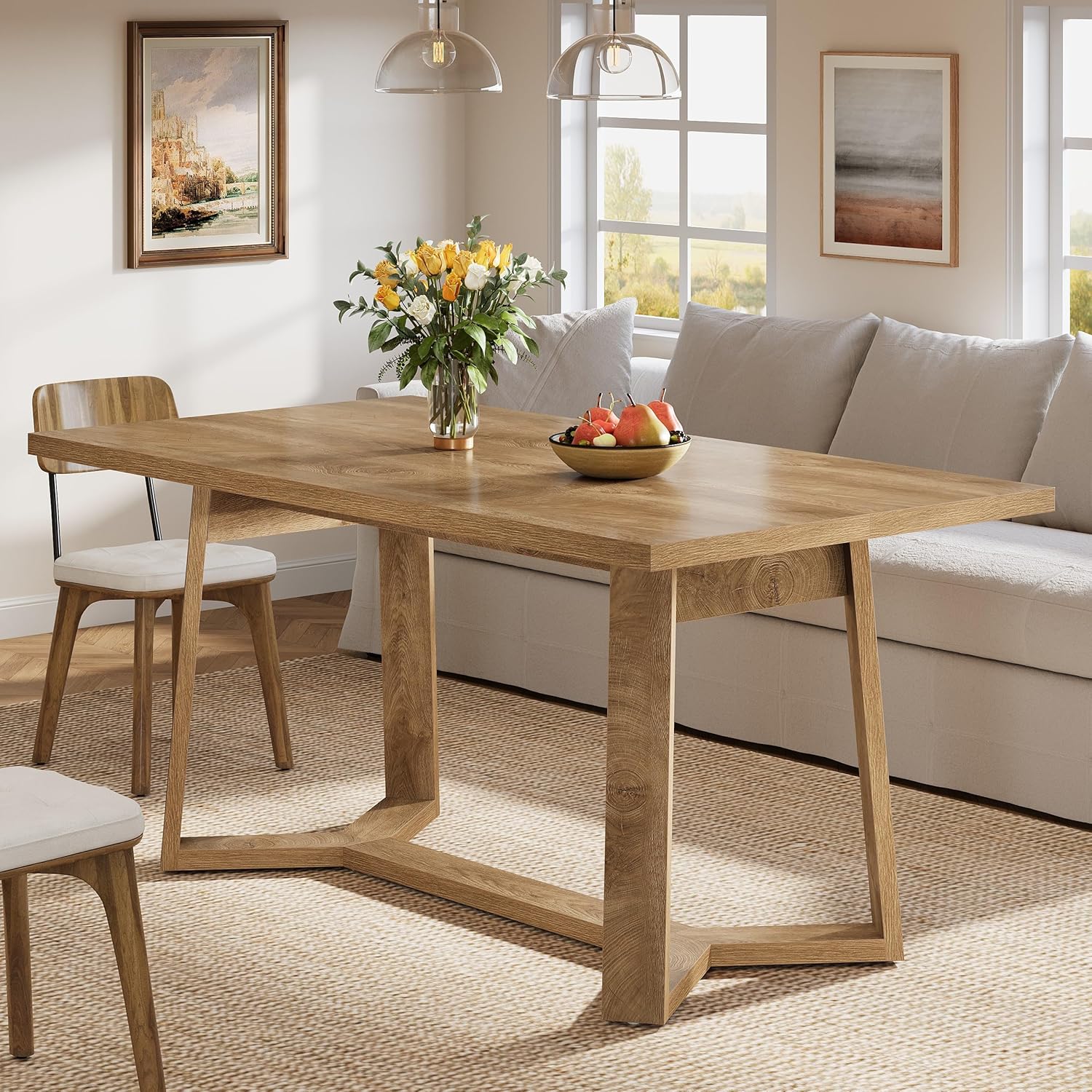 Eettafel van 120 cm in landhuisstijl voor 4 personen, houten keukentafel in bruin