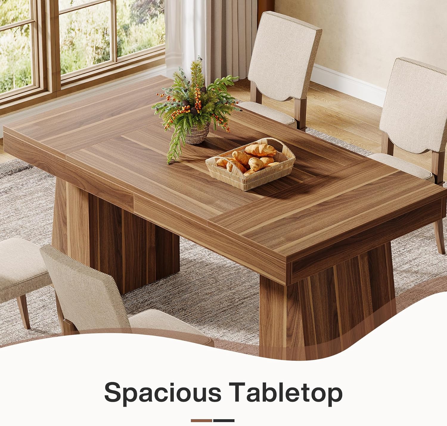 140 cm Tribesigns Eettafel, Mid-Century Moderne Keukentafel voor 4-6 Personen