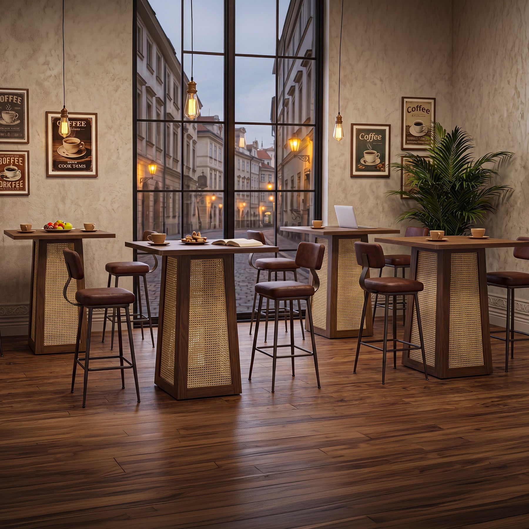 80 x 80 cm Tribesigns vierkante bistrotafel met voetstuk, bartafel voor thuisbar woonkamer en kleine ruimtes