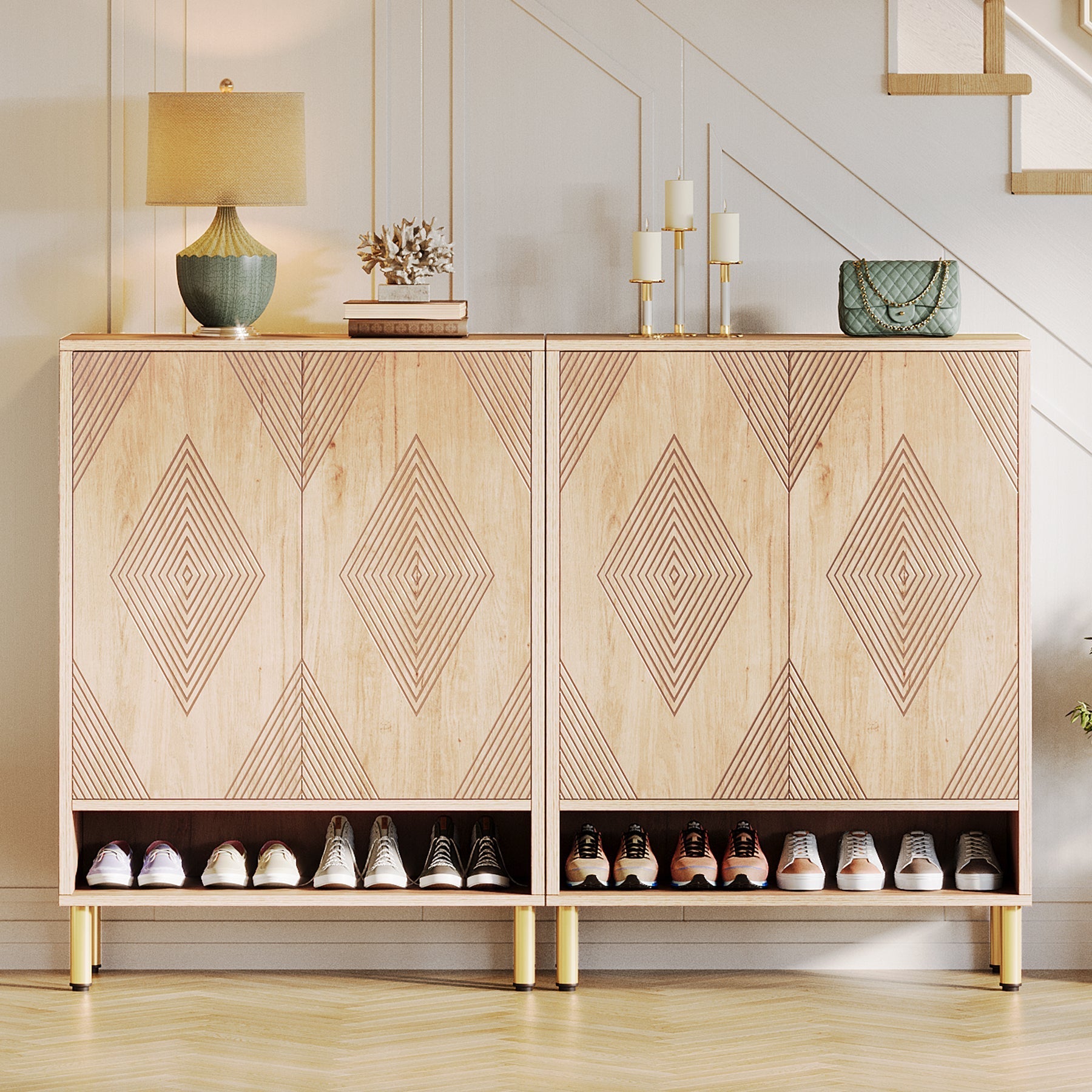 Schoenkast met Zes Planken, Houten Opbergsysteem voor 24 Paren in Hal of Woonkamer