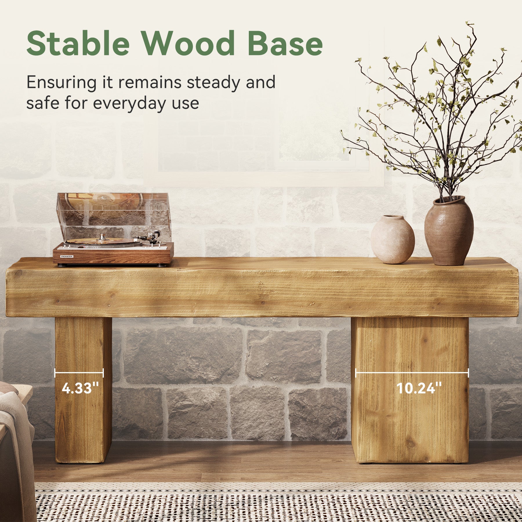 Tribesigns 119 cm massief houten halbank, farmhouse zitbank met dikke zitting