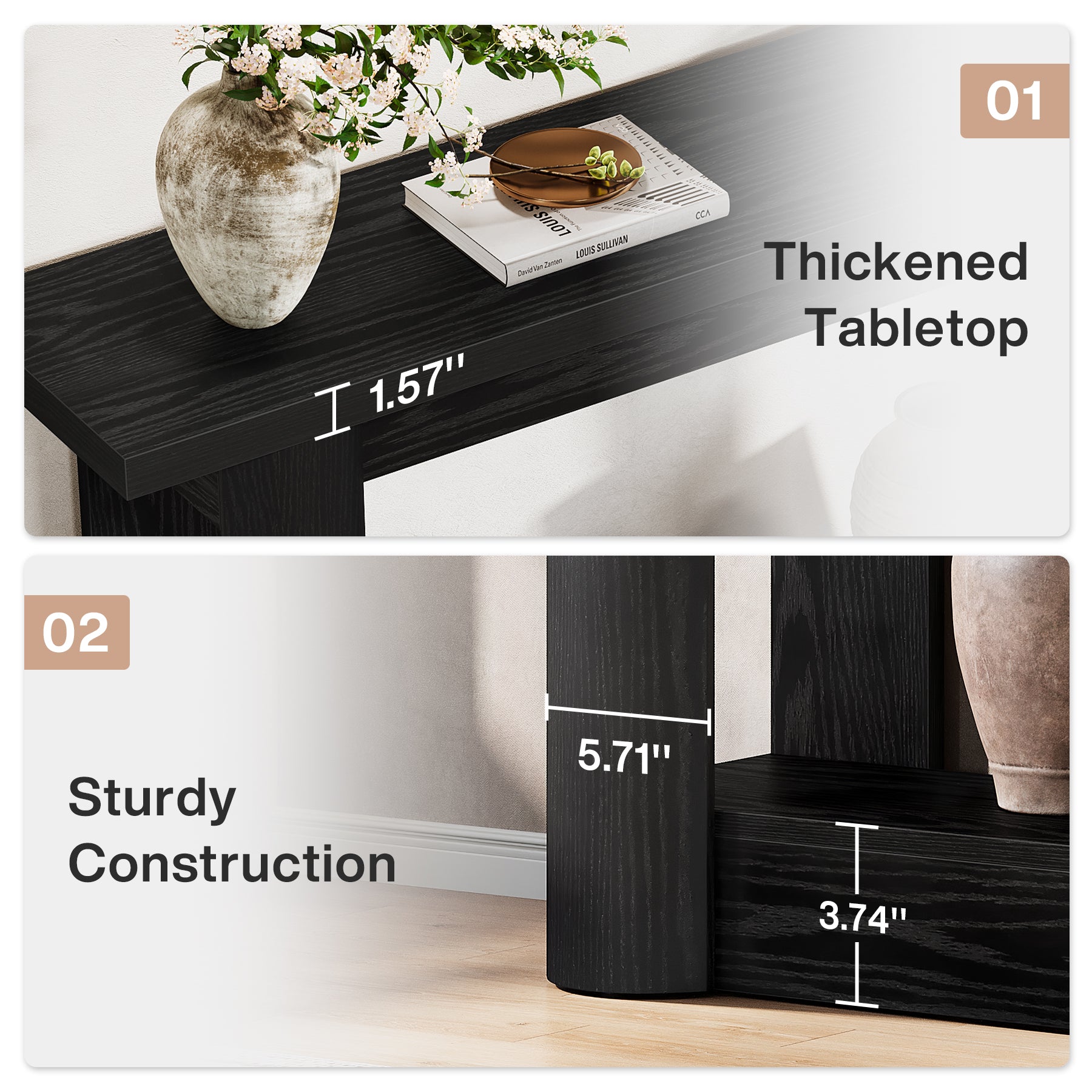 160 cm Landelijke Console met 2 Planken, Smalle Lange Salontafel in Rustiek Bruin voor Hal en Entree