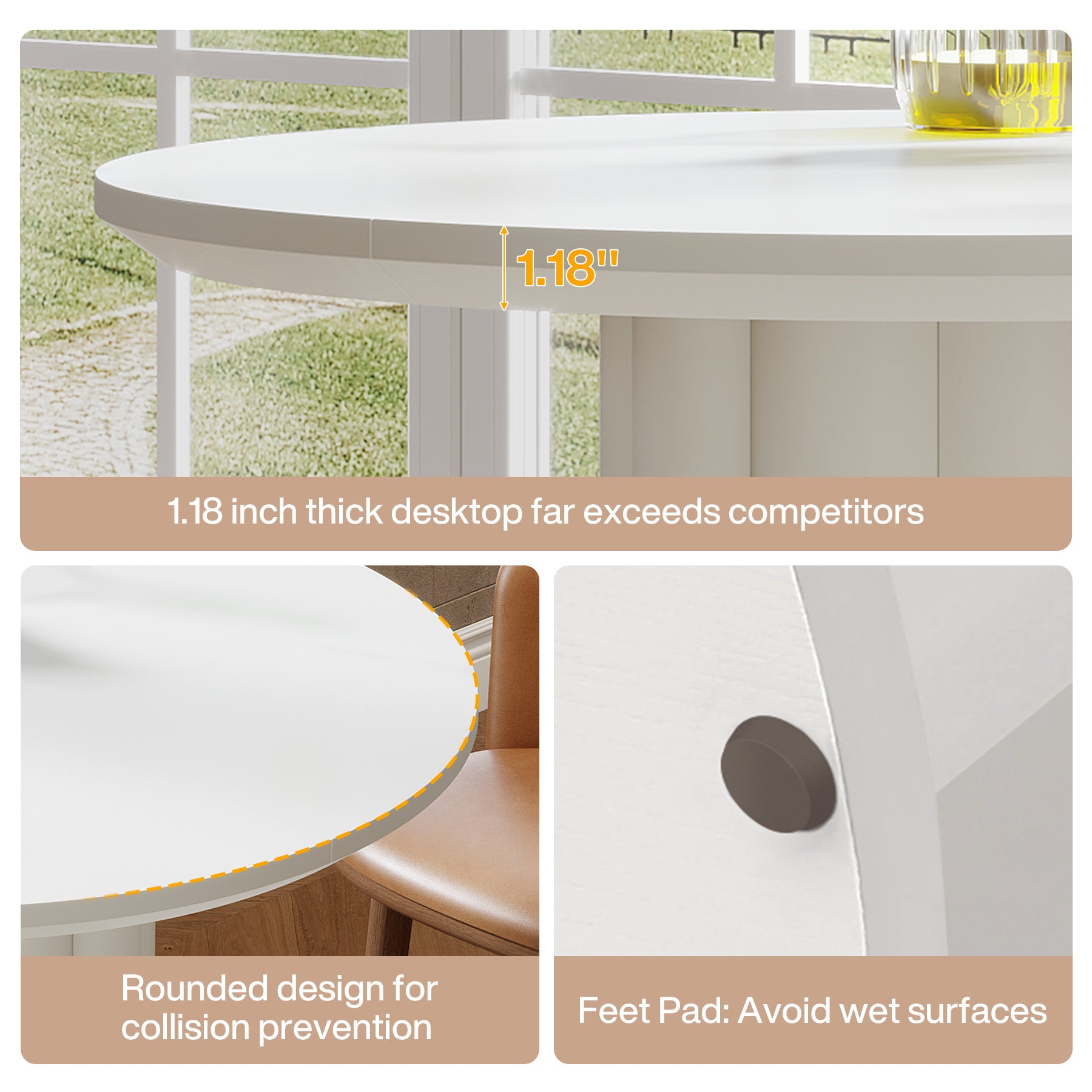 Tribesigns 99 cm Hoge Bartafel met Romeins Zuilenvoet, Ronde Tafel voor Kleine Ruimtes