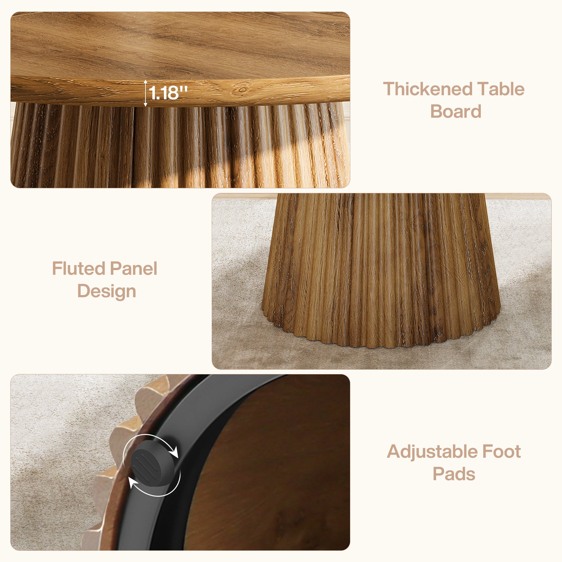 Tribesigns 119 cm Ronde Eettafel voor 4-6 Personen