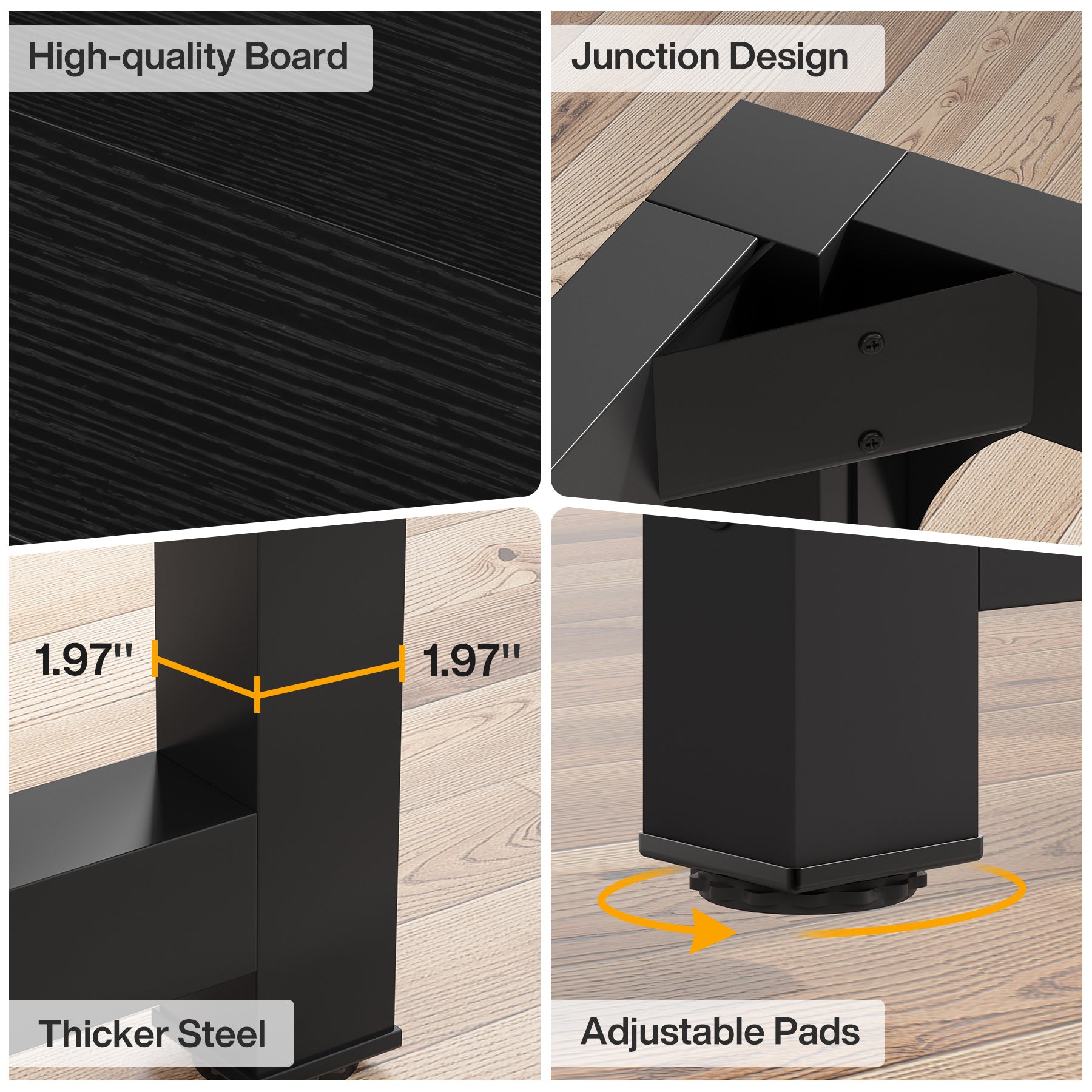 160x80 cm Computerbureau, Ruime Werkplek in Vintage Bruin en Zwart