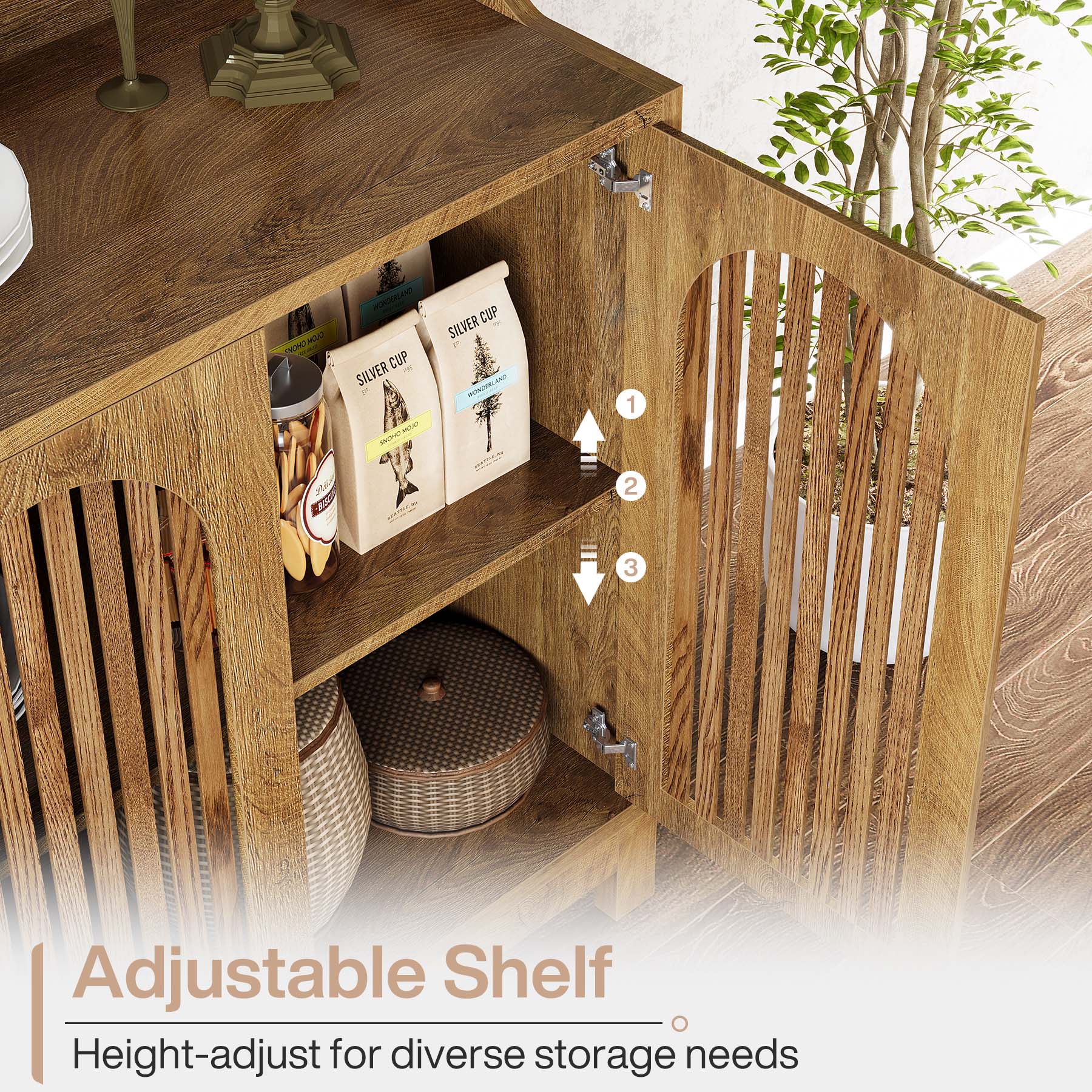 Tribesigns Dressoir 145 cm, Buffetkast met Deuren & Verstelbare Planken