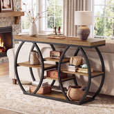 Tribesigns Consoletafel 120 cm met 6 etages, smalle haltafel in landelijke stijl met stevig metalen frame 3