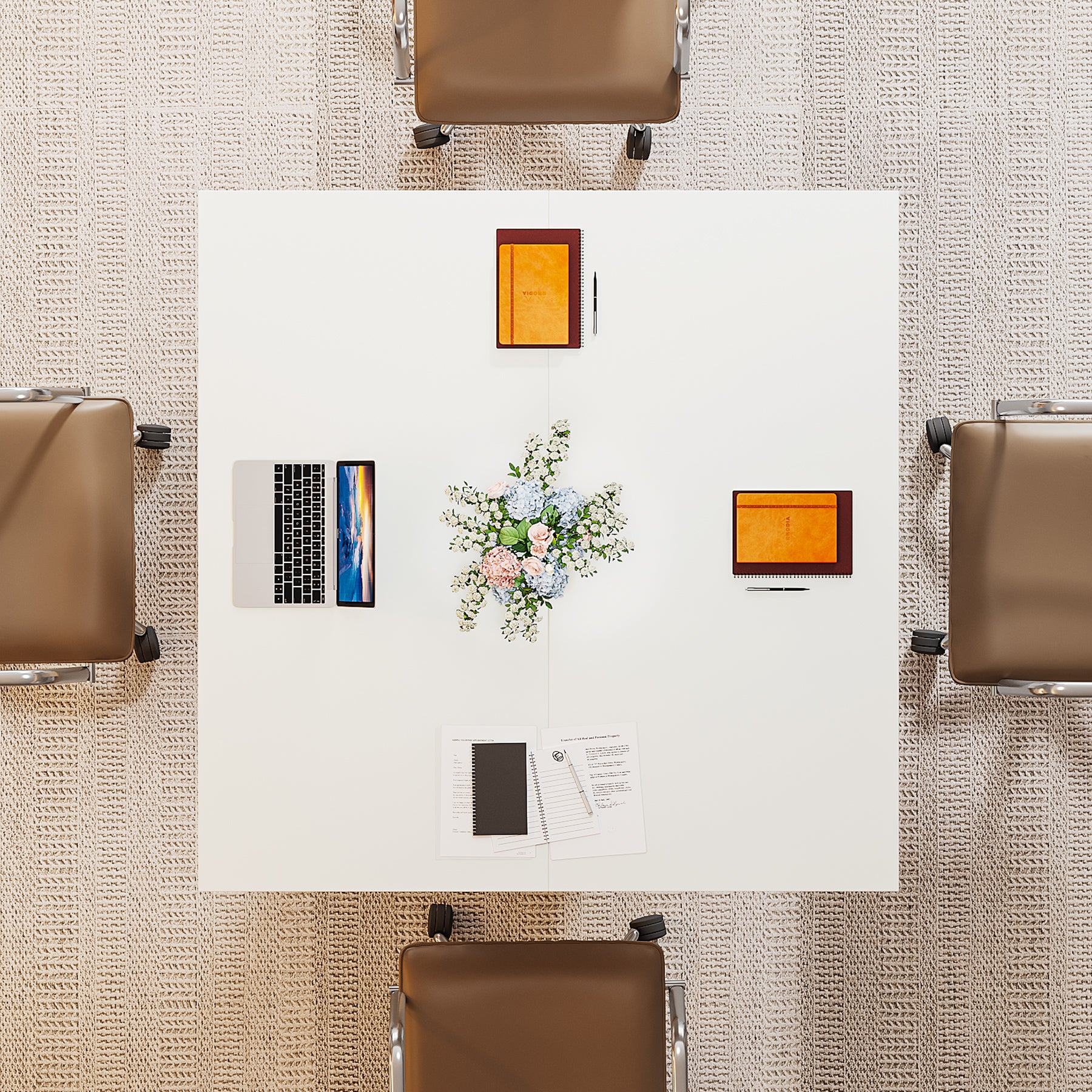 Vierkante Vergadertafel van 90 cm in Wit, Moderne Kleine Tafel voor Kantoor en Vergaderruimte