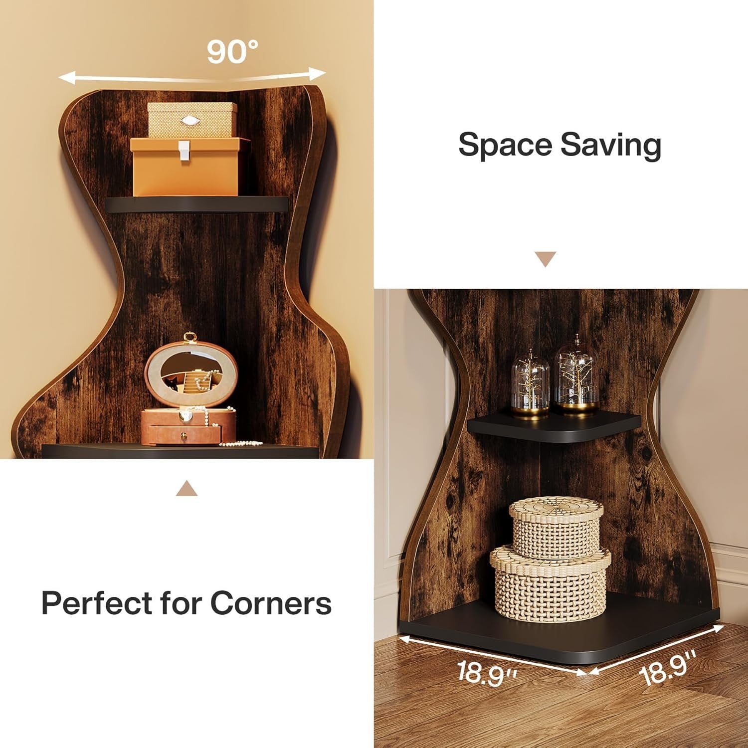 Tribesigns 5-Laagse Hoekboekenkast van 175 cm Hoog, Vrijstaande Houten Hoekplank voor Opbergen en Decoratie