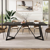 180 cm Grote Eettafel voor 6-8 Personen, Moderne Tafel met Metalen Frame voor de Eetkamer 3
