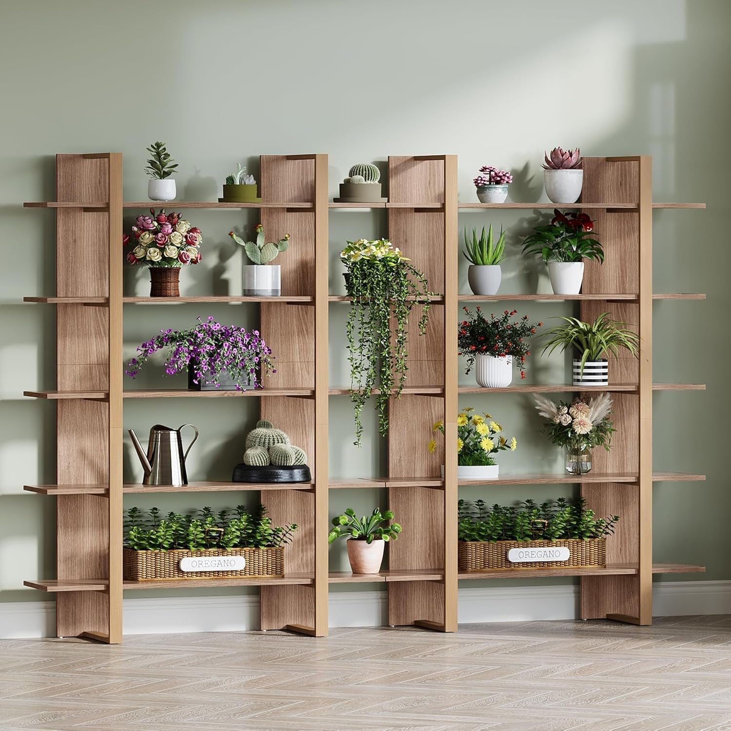 180 cm Tribesigns Boekenkast, 5-Lags Boho Boekenplank in Retro Bruin