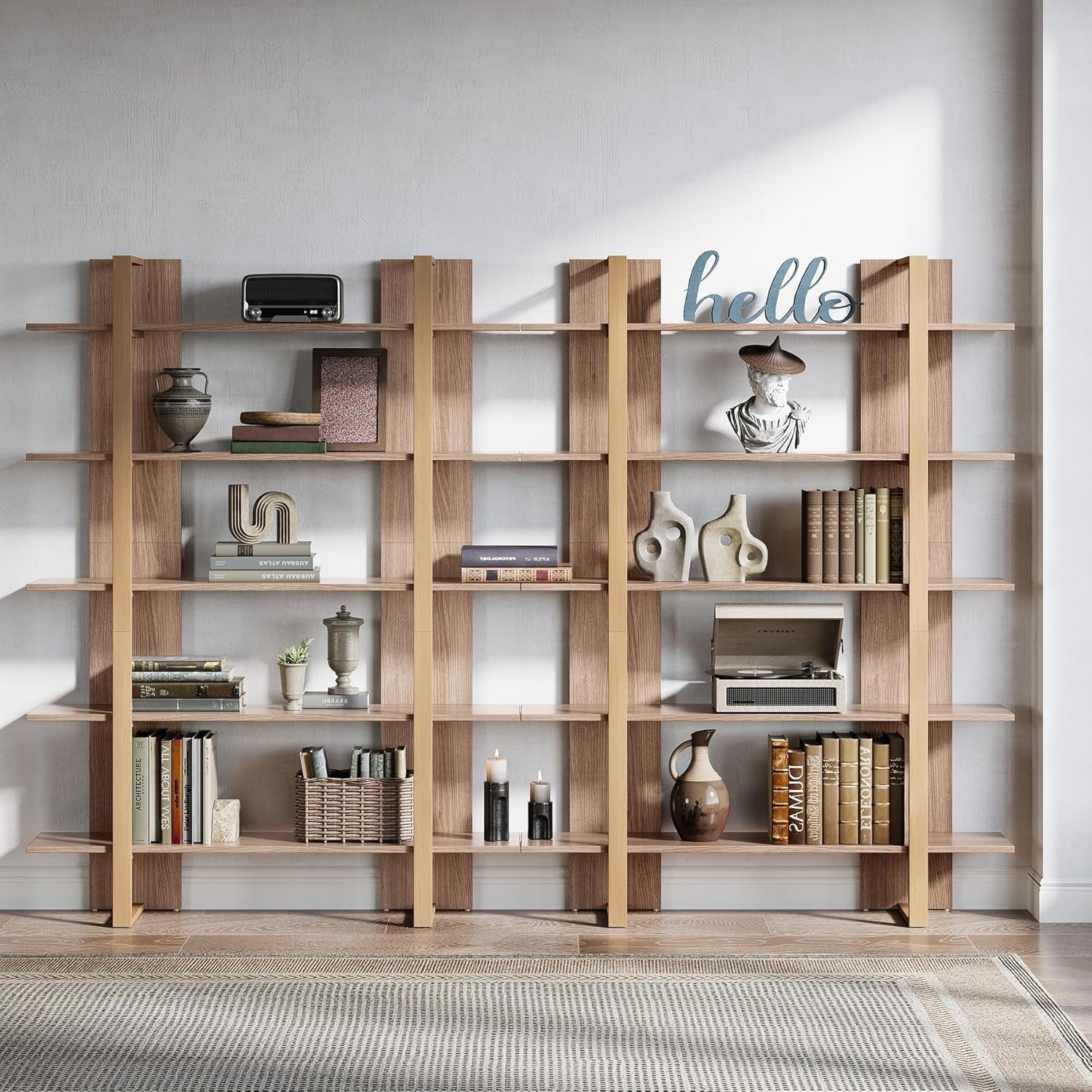 180 cm Tribesigns Boekenkast, 5-Lags Boho Boekenplank in Retro Bruin