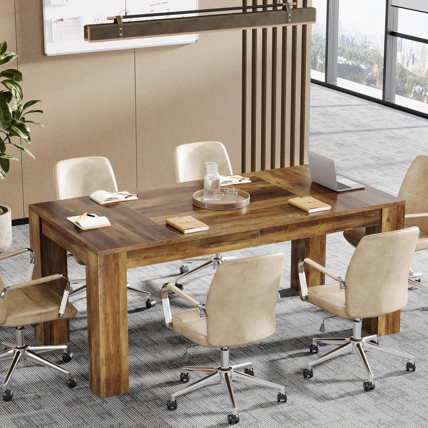 Computerbureau van 160 cm in Rustiek Bruin, Ruim Bureau voor Thuiswerk en Kantoor