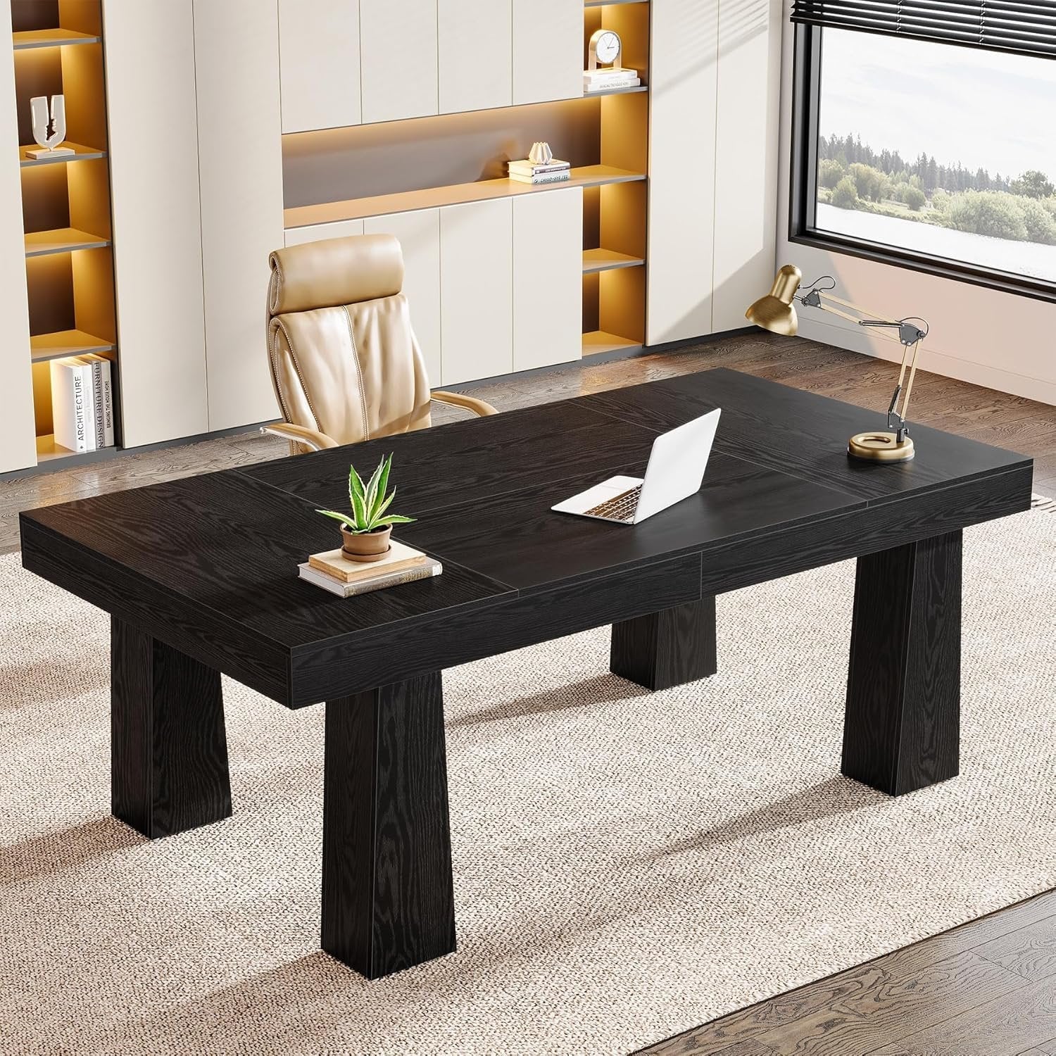 160 cm Tribesigns Computerbureau, Industrieel Schreibtstafel met Getailleerde Poten