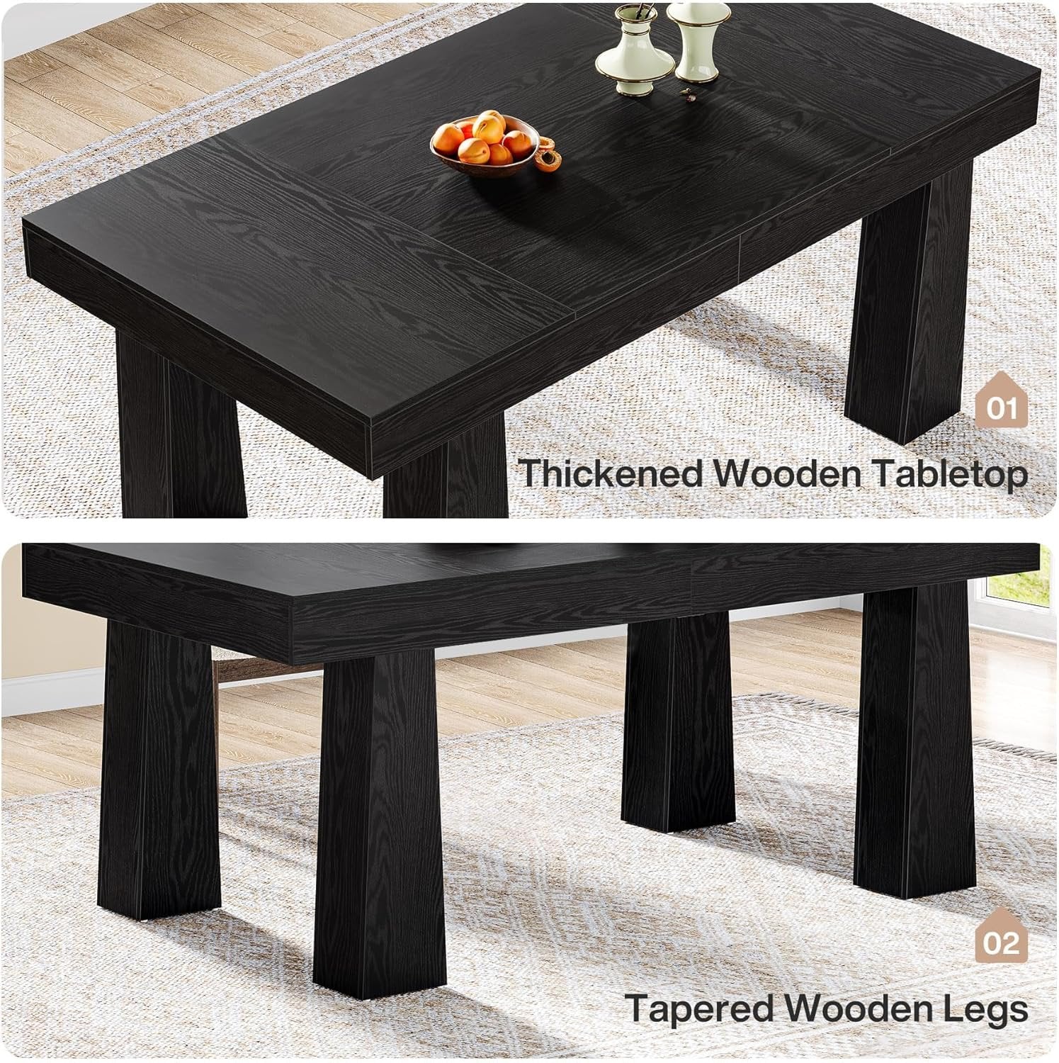 160 cm Tribesigns Eettafel, Moderne Keukentafel met Zware Getailleerde Poten