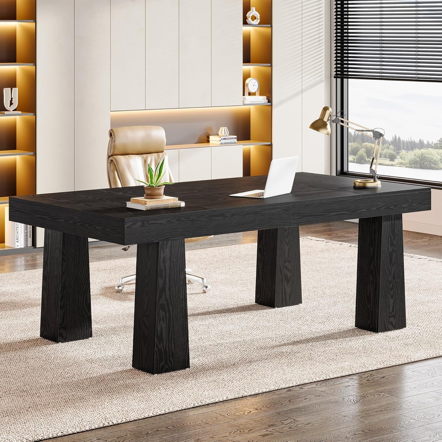 160 cm Tribesigns Conferentietafels, Industrieel Werkstation met Getailleerde Poten