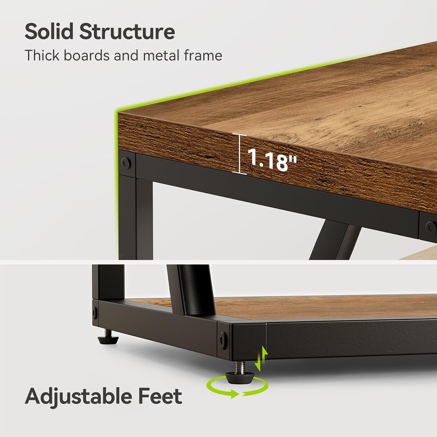 Small 61 cm Bijzettafel, Metalen Country Stijl Tafel met Opbergruimte voor Slaapkamer