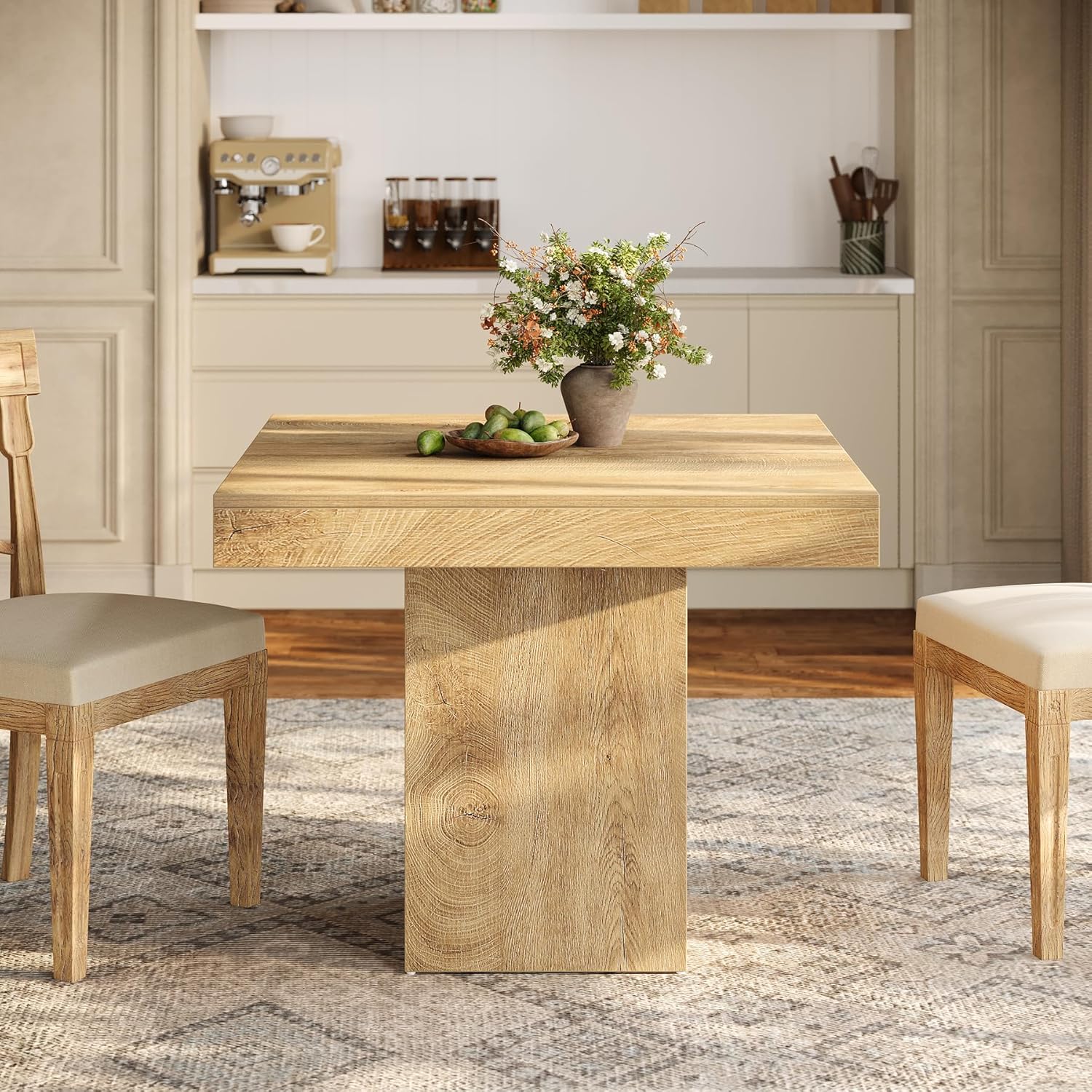 100 cm Eettafel voor 4 Personen, Vierkante Keukentafel voor Eetkamer en Woonkamer