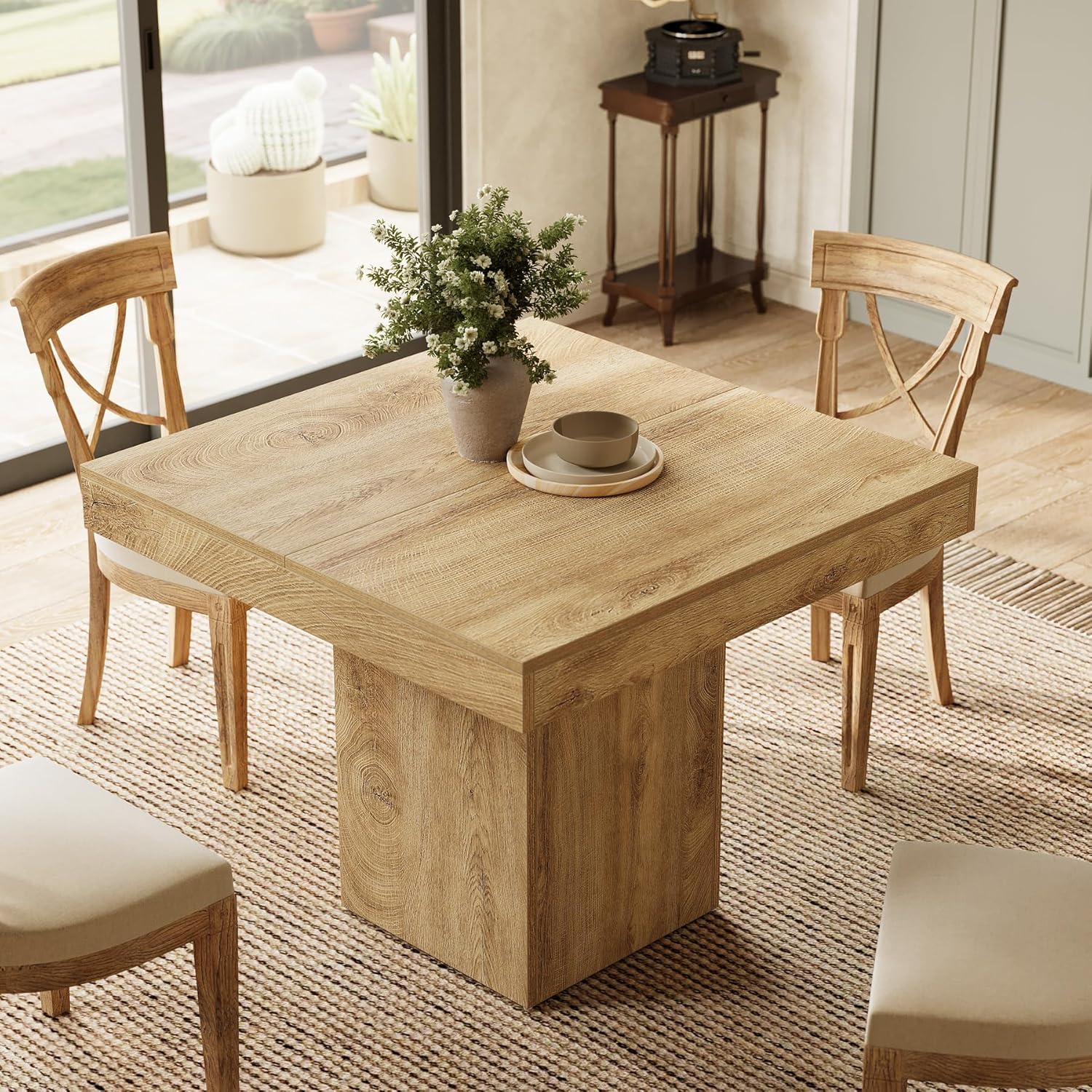 100 cm Eettafel voor 4 Personen, Vierkante Keukentafel voor Eetkamer en Woonkamer