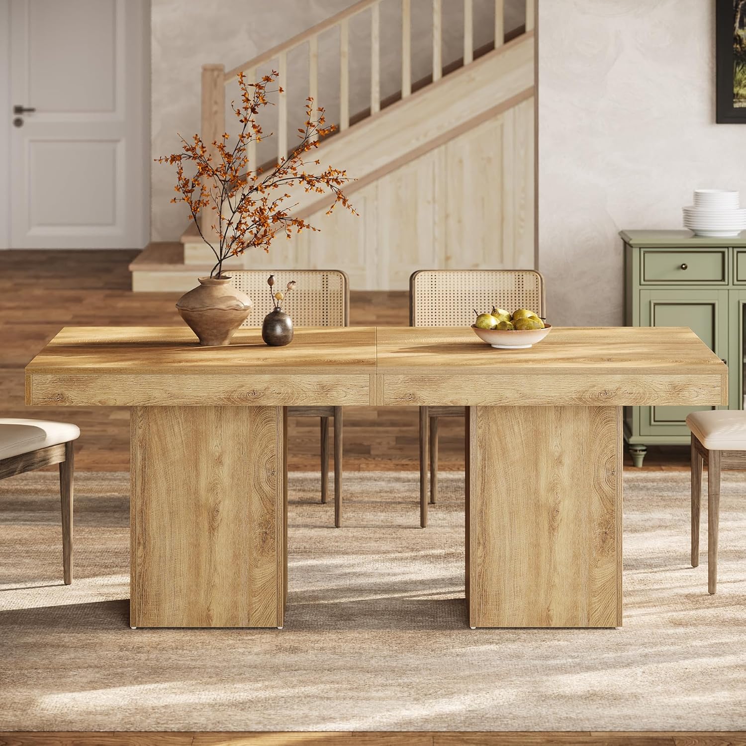 100 cm Eettafel voor 4 Personen, Vierkante Keukentafel voor Eetkamer en Woonkamer