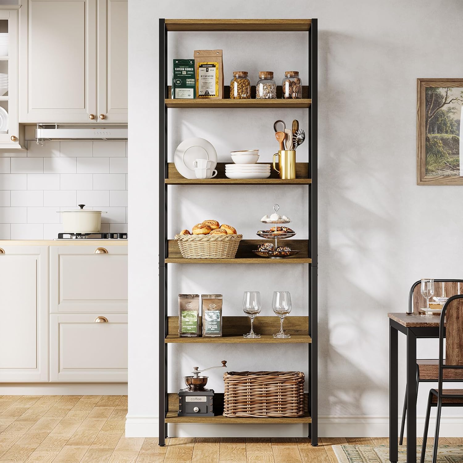 180 cm Hoge Boekenkast, Industriële Boekenplank Met 6 Planken En Metalen Frame