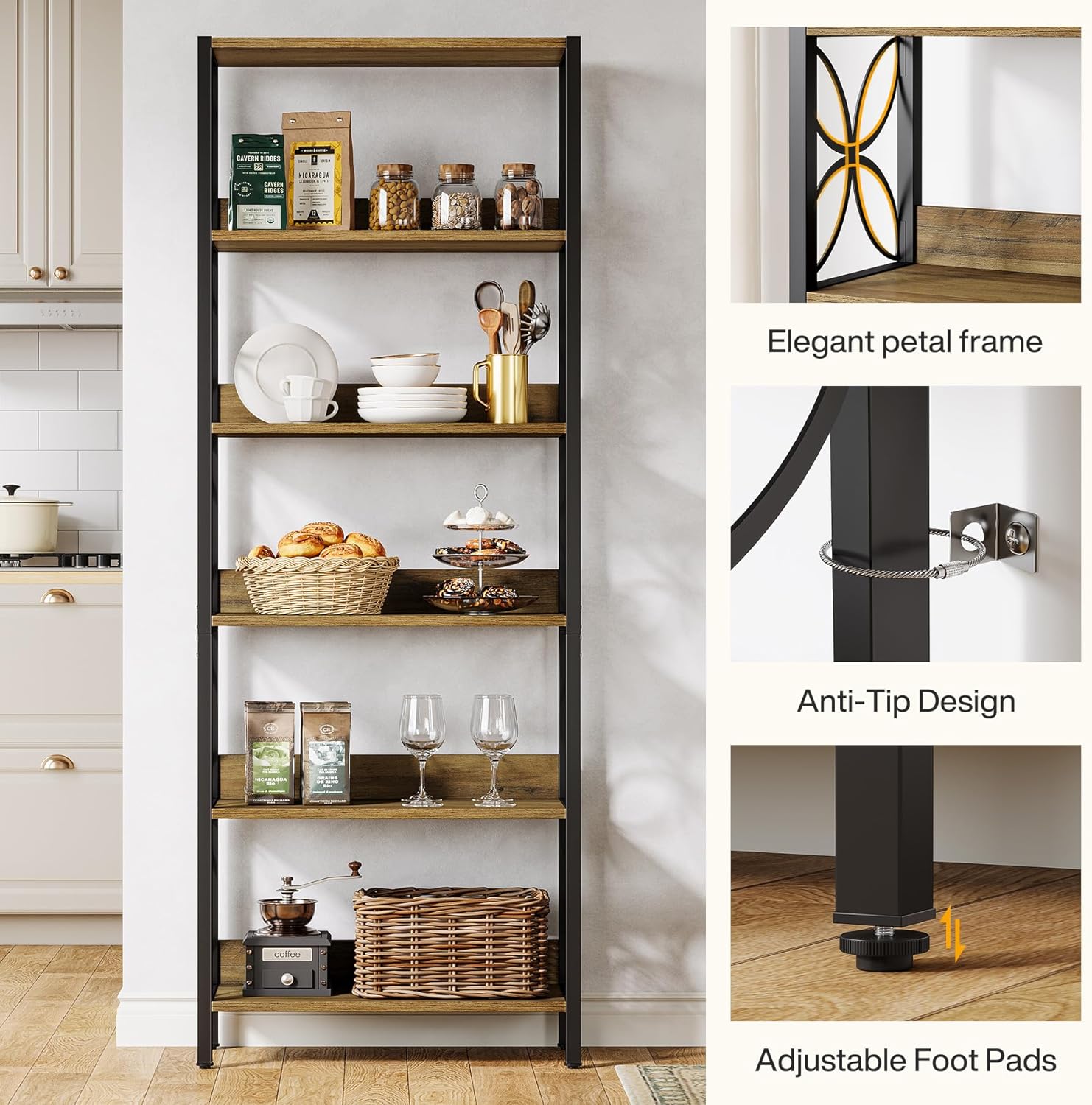 180 cm Hoge Boekenkast, Industriële Boekenplank Met 6 Planken En Metalen Frame