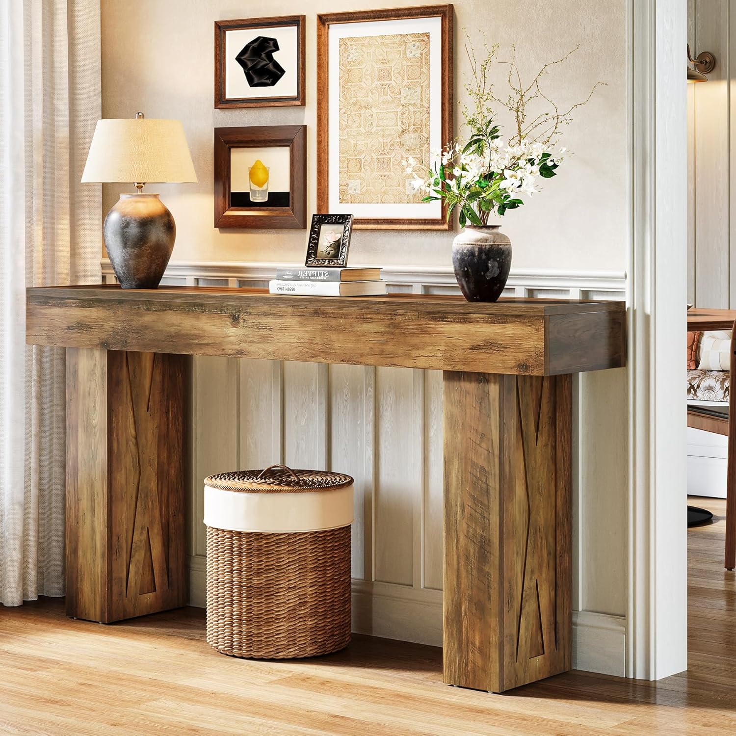 160 cm Consoletafel, Moderne Bureautafel voor Hal, Woonkamer en Slaapkamer