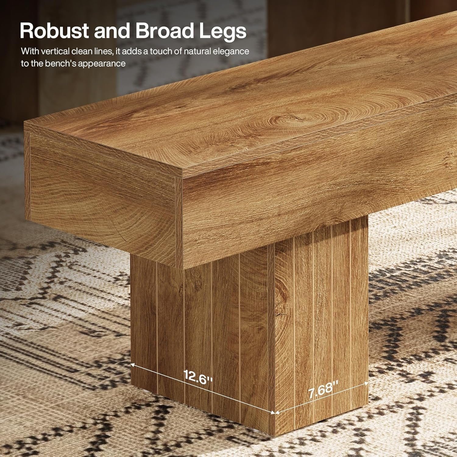 140 cm Eetkamerbank van Hout in Landelijke Stijl, Multifunctionele Binnenbank voor Slaapkamer en Hal