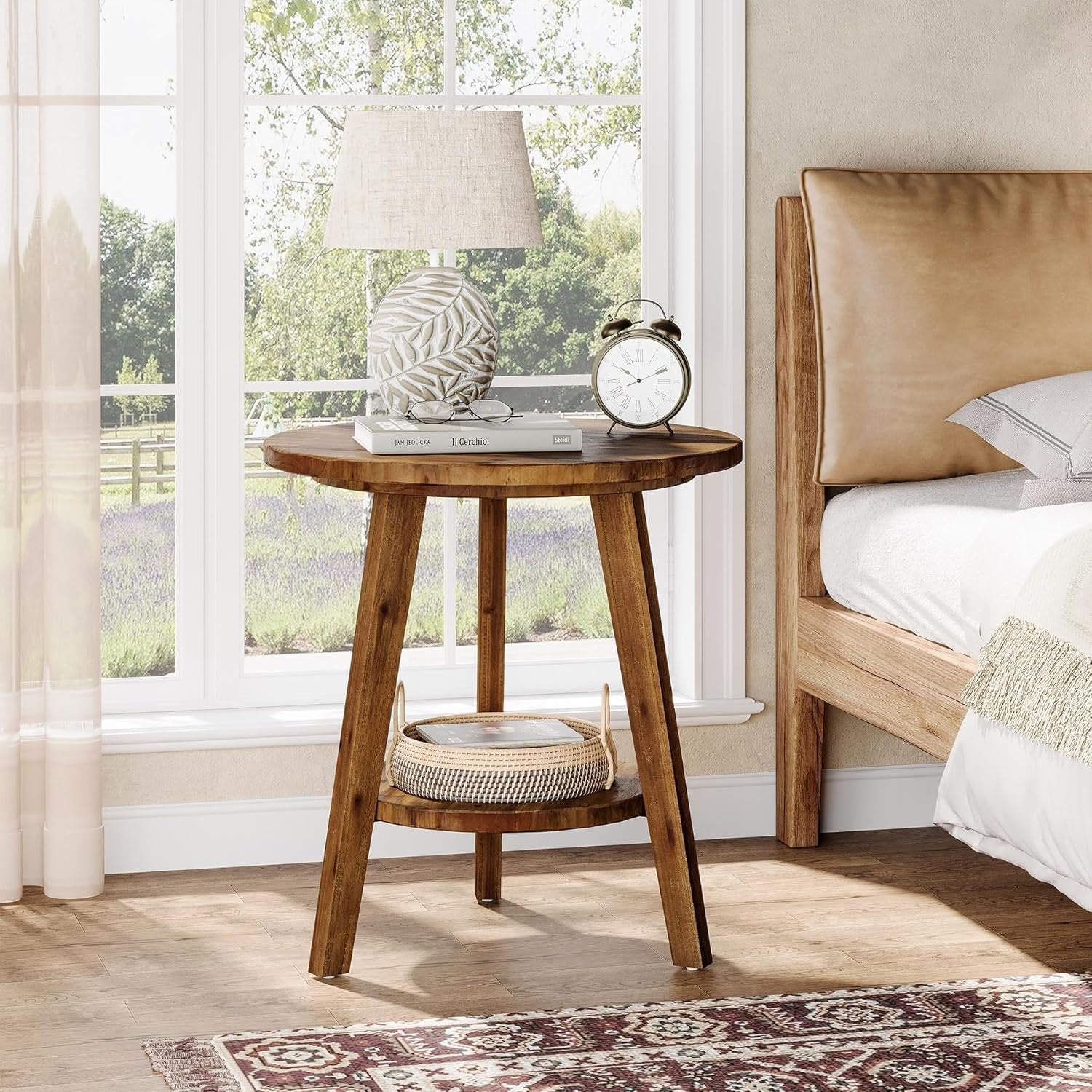 60 cm Landelijke Nachtkast met Opbergplank voor Woonkamer