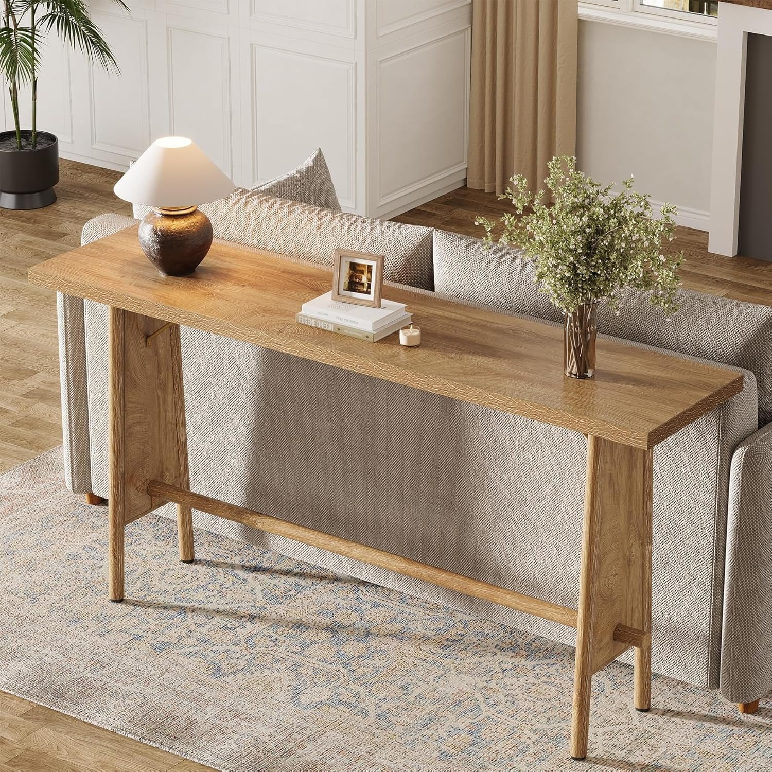 160 cm Consoletafel, Moderne Entreetafel met Metalen Poten voor Hal en Woonkamer