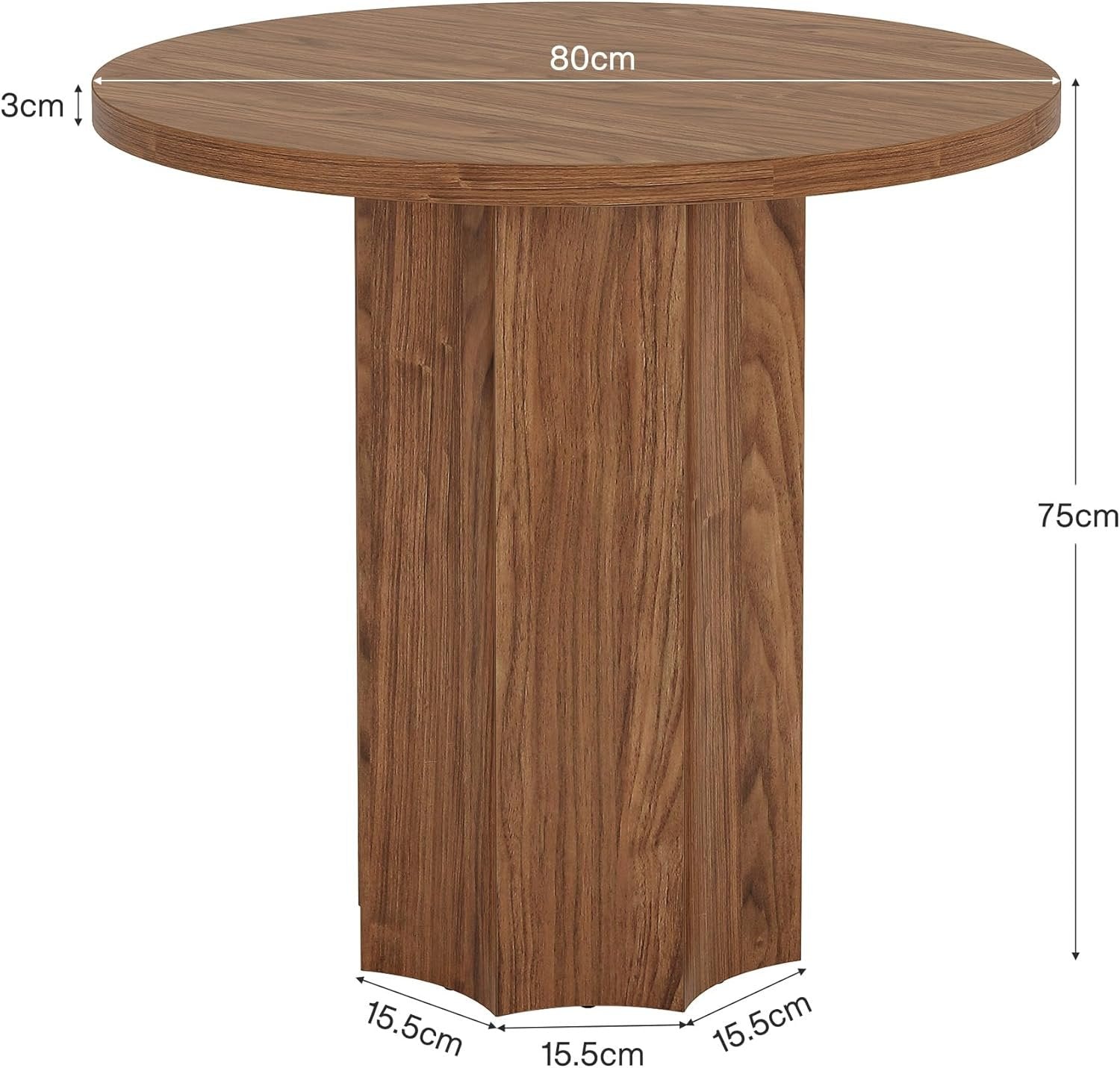 Tribesigns 80 cm Ronde Tafel voor 2 Personen, Eettafel of Bijzettafel in Notenhout