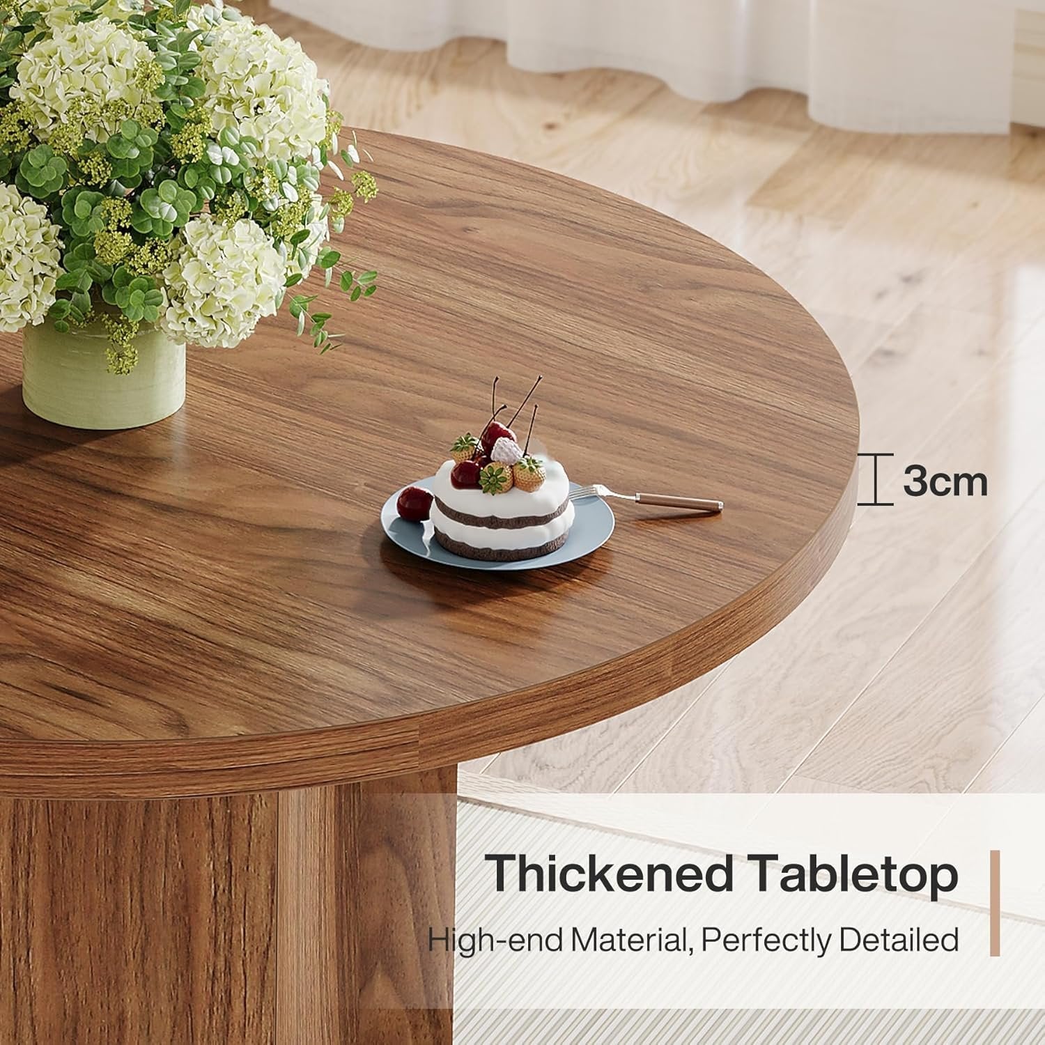 Tribesigns 80 cm Ronde Tafel voor 2 Personen, Eettafel of Bijzettafel in Notenhout