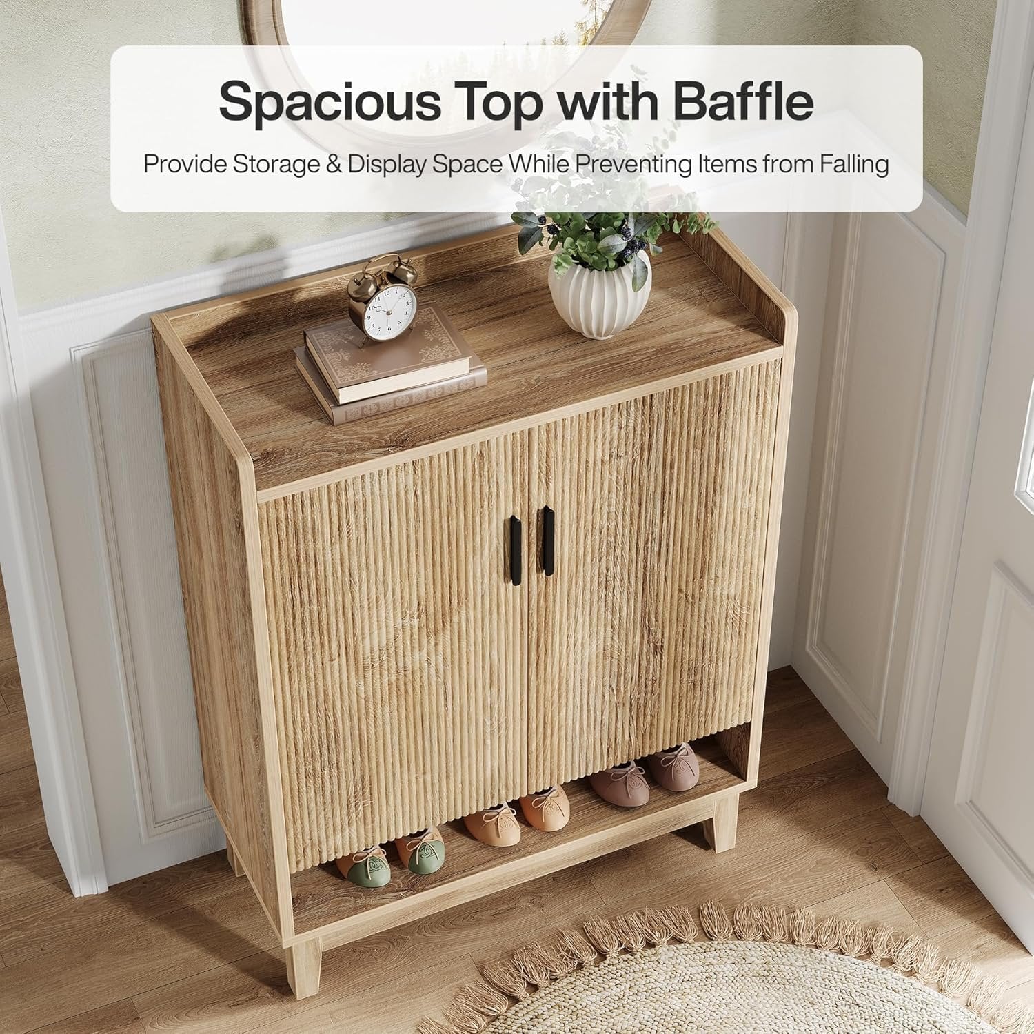 80 cm Tribesigns Schoenenkast, Landelijke Opbergkast met Deuren voor 20 Schoenparen