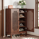 110 cm Tribesigns Schoenenkast met Lamellendeuren, Houten Schoenenrek voor Entree en Hal 3