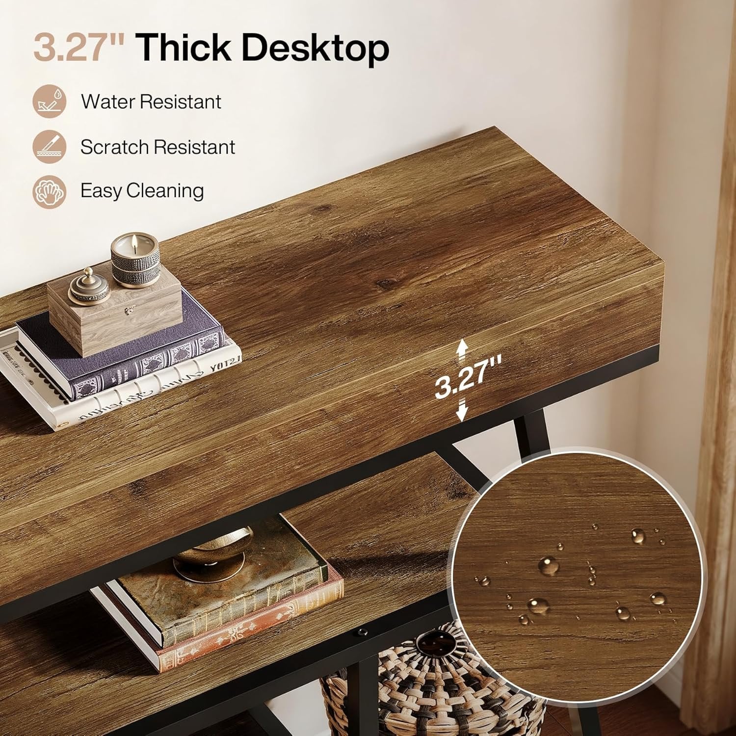 Tribesigns 105 cm Industriële Consoletafel met 4 Lagen Opbergruimte, Smalle Haltafel voor Entree en Achter de Bank