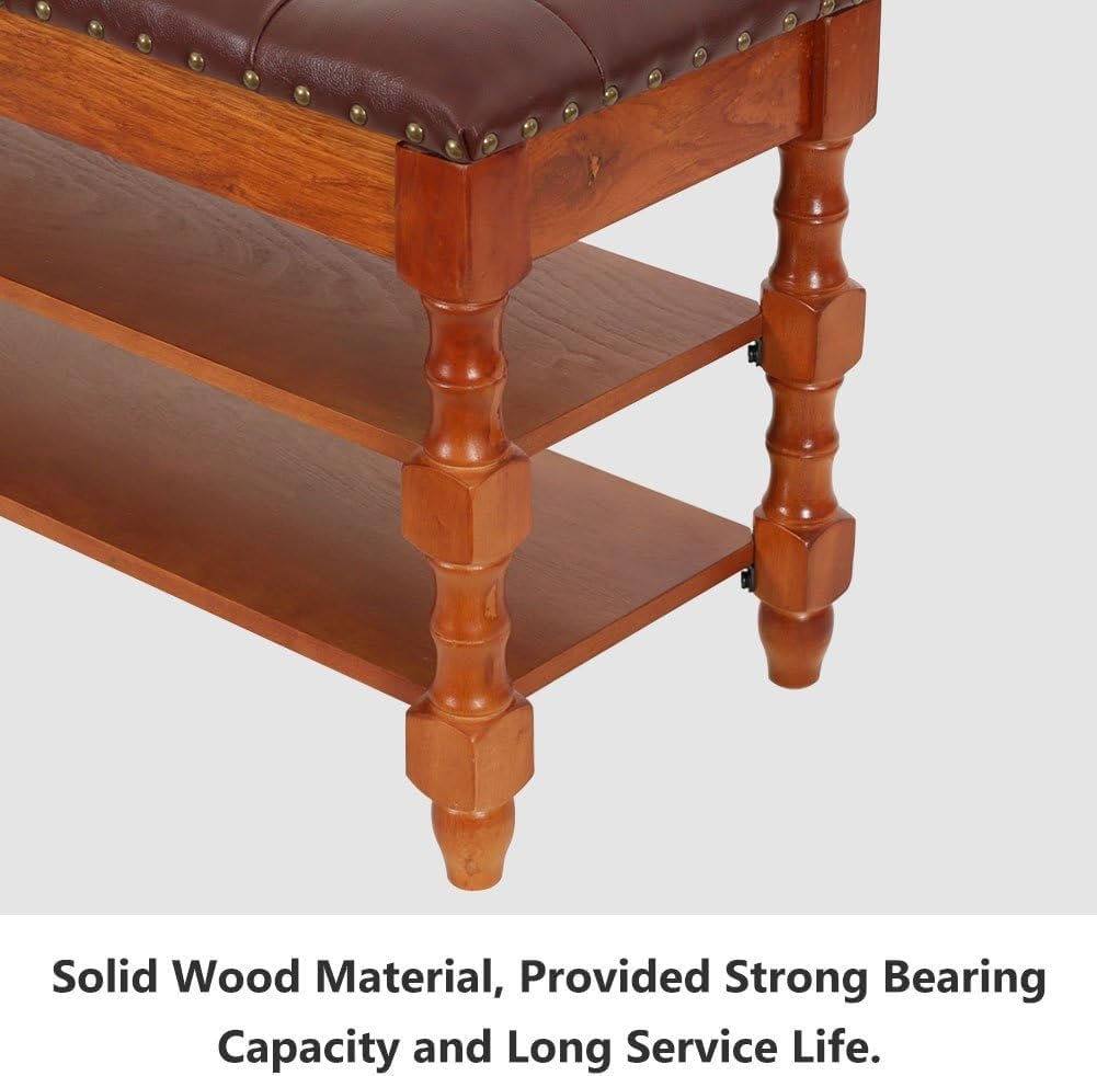 99 cm Massief Houten Schoenenbank met Opklapzitting en Verborgen Opbergruimte, Organizer voor 8–10 Paar Schoenen