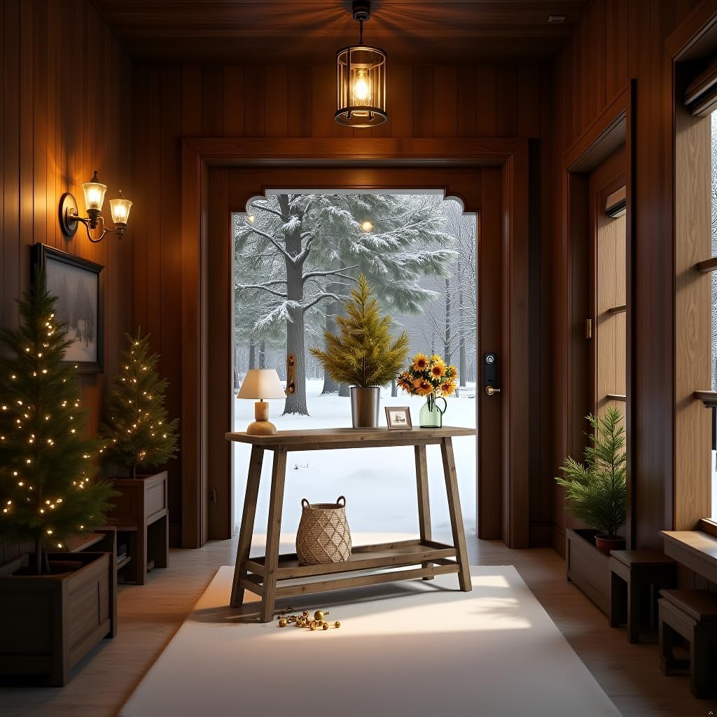 105 cm Landelijke Consoletafel van Massief Hout, Smalle Haltafel met Opbergschap 2-Lagen Achter Bank Meubel