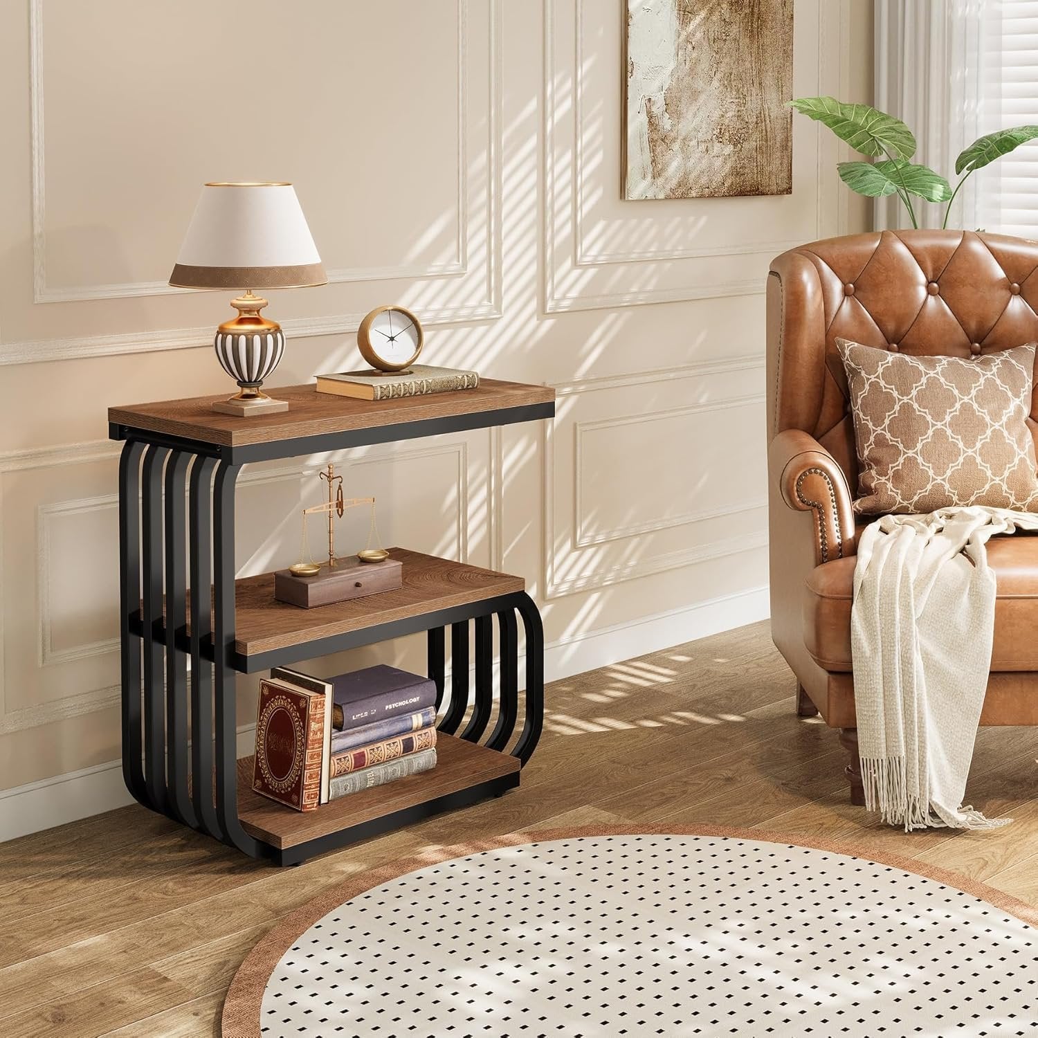 Tribesigns Smalle Nachtkastje met 3 Lagen in Industrieel Design