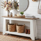 Tribesigns Sidetable van 160 cm met opbergruimte, witte haltafel met A-vormig frame 3
