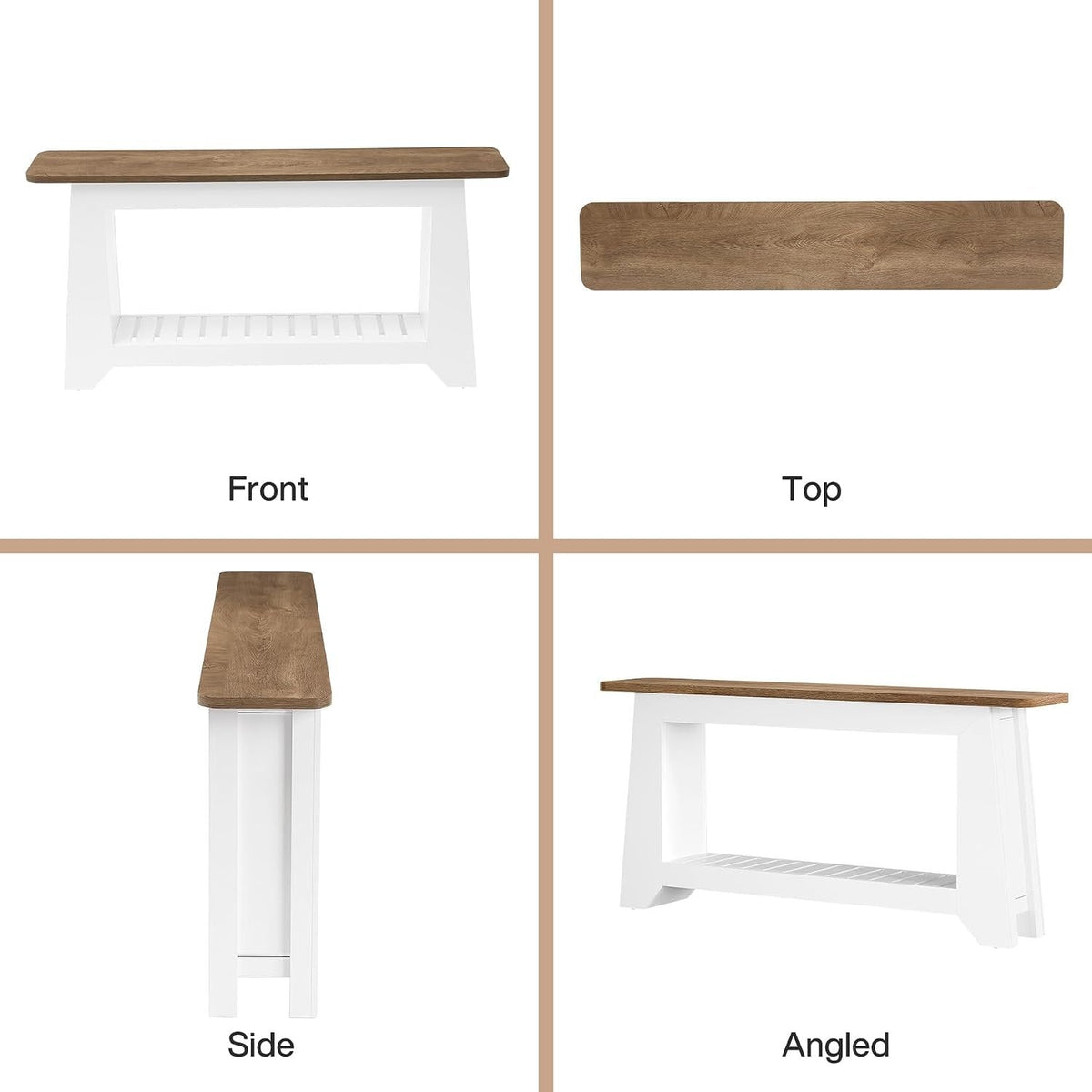 Tribesigns Sidetable van 160 cm met opbergruimte, witte haltafel met A-vormig frame