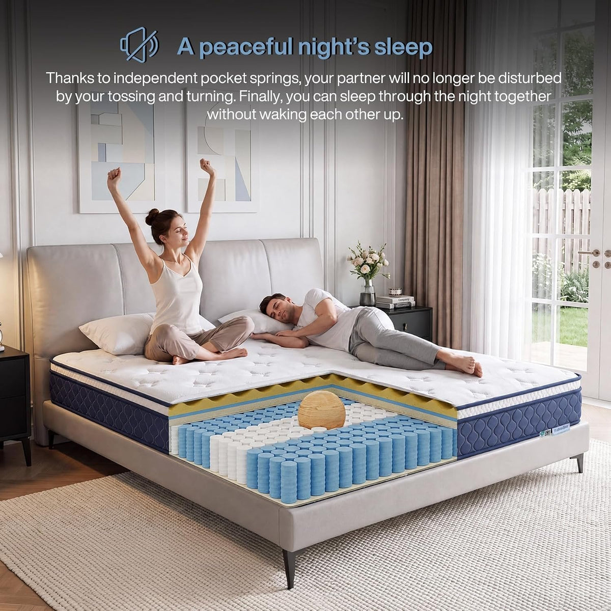 Tribesigns 9-zonige pocketveringmatras met memoryschuim en Lyocell-tijk