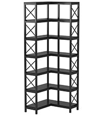 Tribesigns Hoekboekenkast, Moderne 7-Lags Hoekplank met Metalen Frame