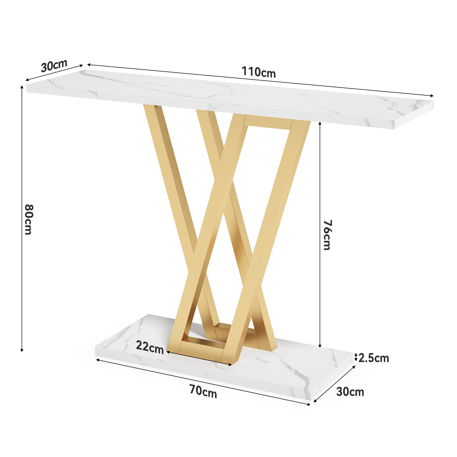 110 cm Industriële Console, Smalle Entréetafel met Stabiel Metalen Frame in Bruin