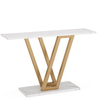 110 cm Industriële Console, Smalle Entréetafel met Stabiel Metalen Frame in Bruin